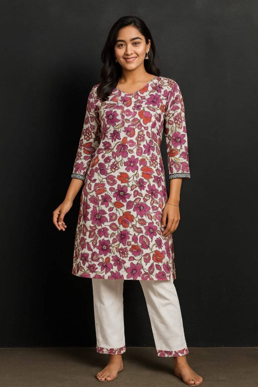 ZUNAIRA Women Cotton Blend Printed A-line Dress ( Purple ) ZUNAIRA Women Cotton Blend Printed A-line Dress ( Purple )