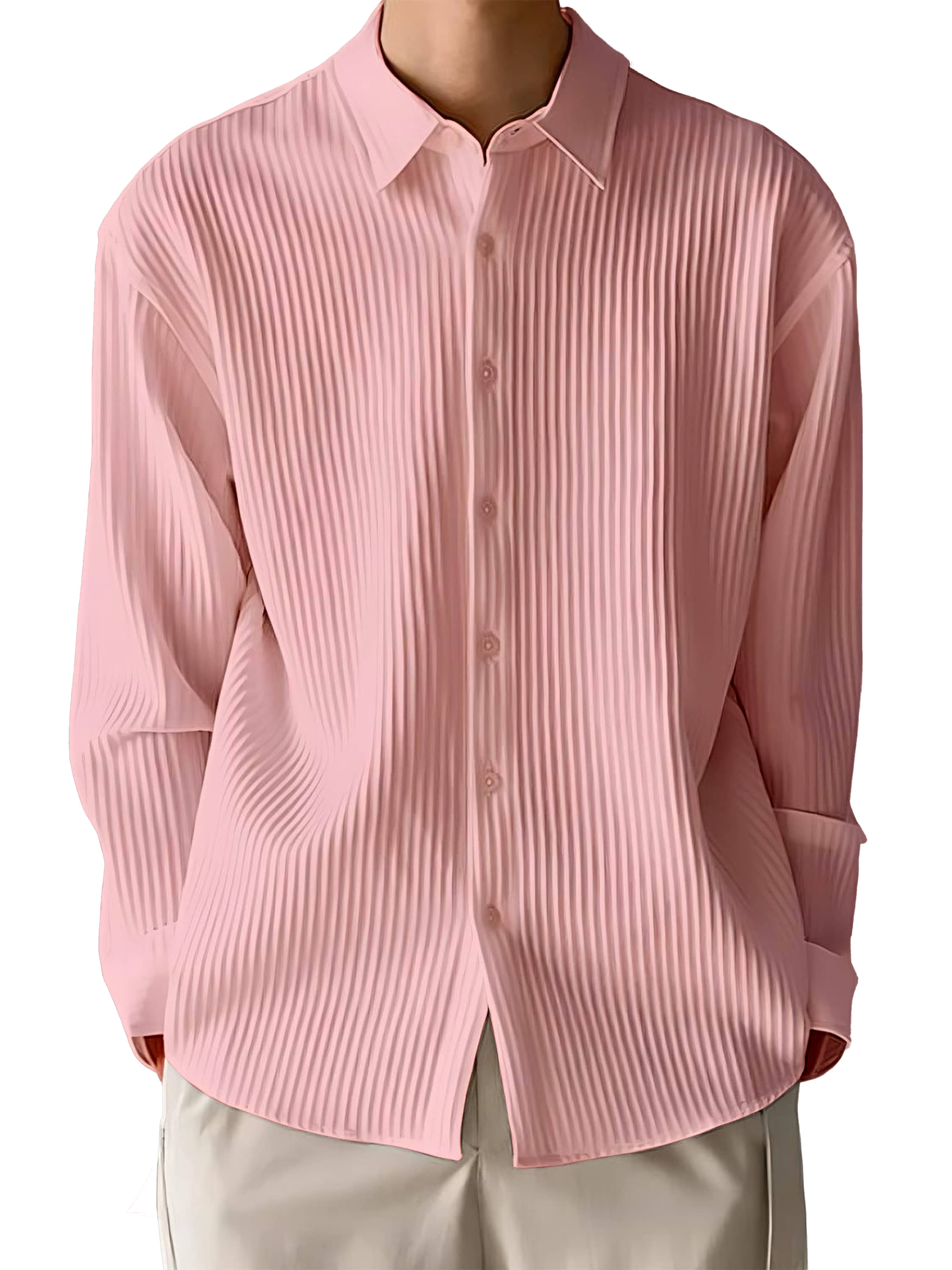 color bucket Corduroy Regular Fit Striped Full Sleeves Men's Casual Shirt - Peach ( Pack of 1 )