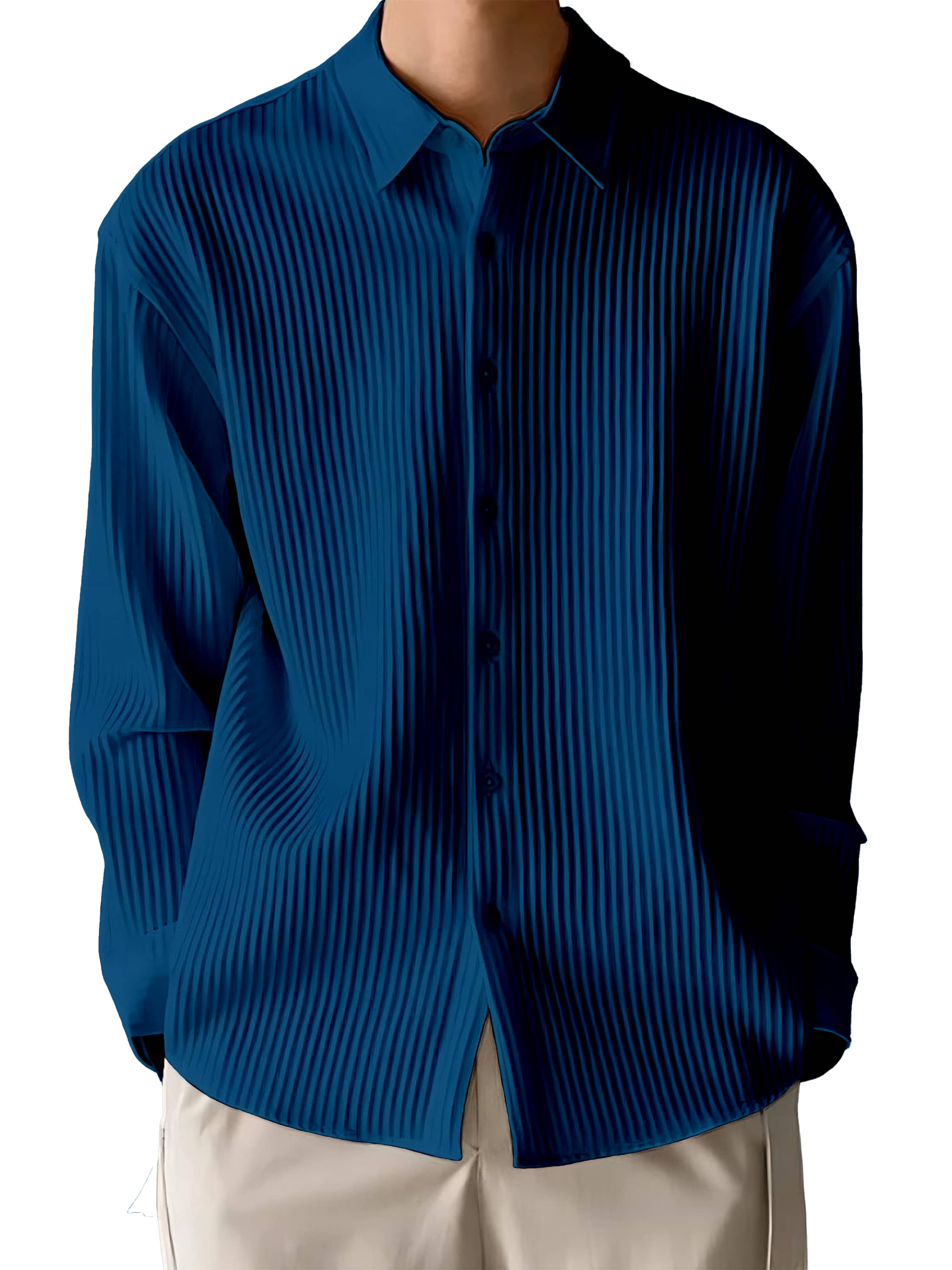 color bucket Corduroy Regular Fit Striped Full Sleeves Men's Casual Shirt - Teal ( Pack of 1 )