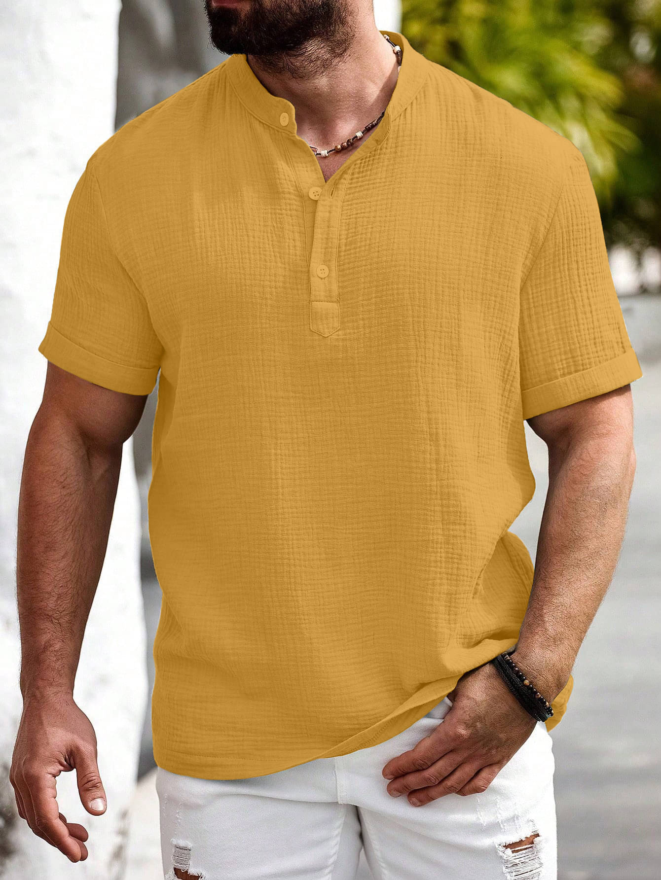 color bucket Cotton Blend Regular Fit Popcorn Textured Half Sleeves Men's Casual Shirt - Yellow ( Pack of 1 ) color bucket Cotton Blend Regular Fit Popcorn Textured Half Sleeves Men's Casual Shirt - Yellow ( Pack of 1 )