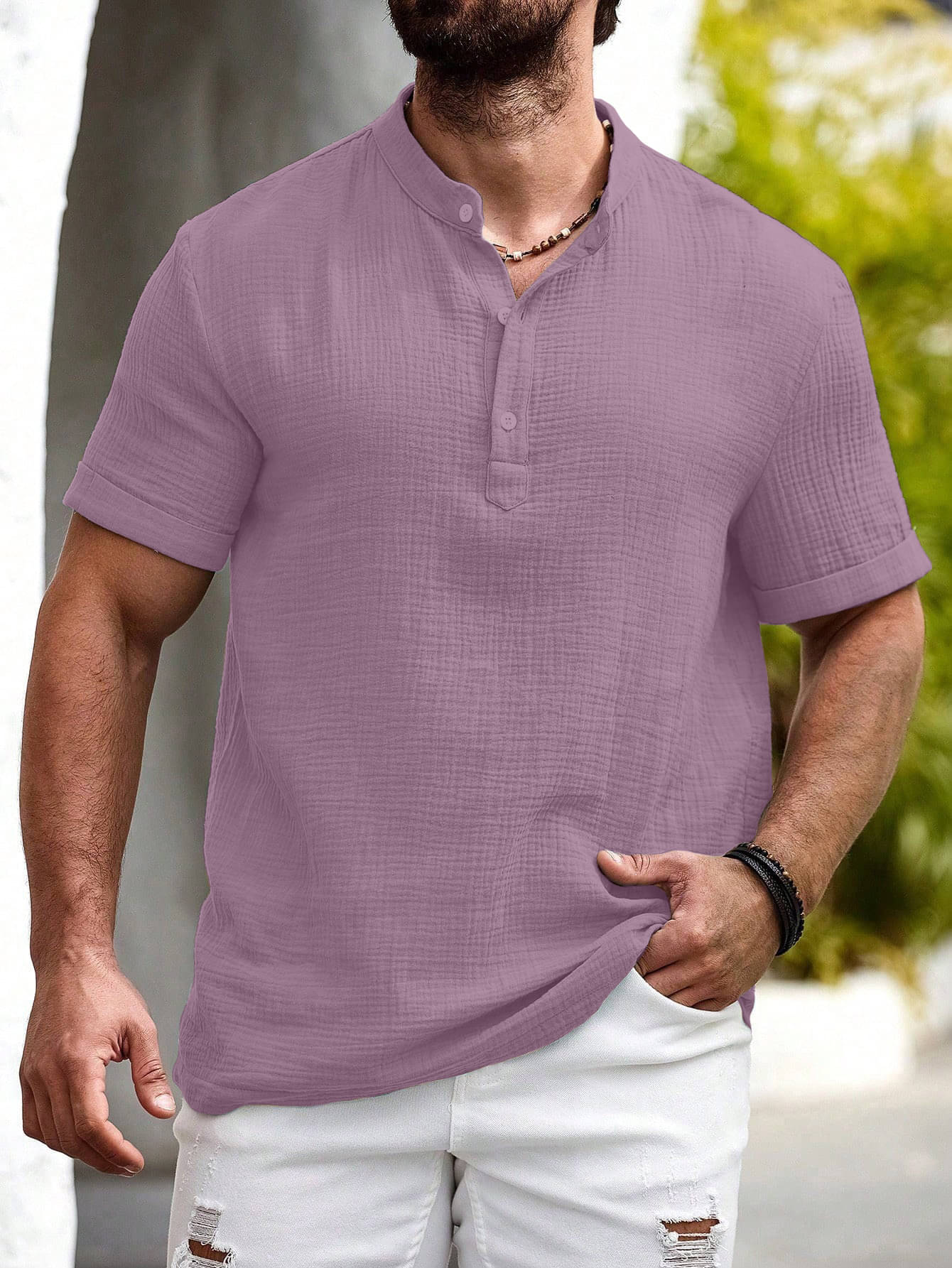 color bucket Cotton Blend Regular Fit Popcorn Textured Half Sleeves Men's Casual Shirt - Pink ( Pack of 1 ) color bucket Cotton Blend Regular Fit Popcorn Textured Half Sleeves Men's Casual Shirt - Pink ( Pack of 1 )