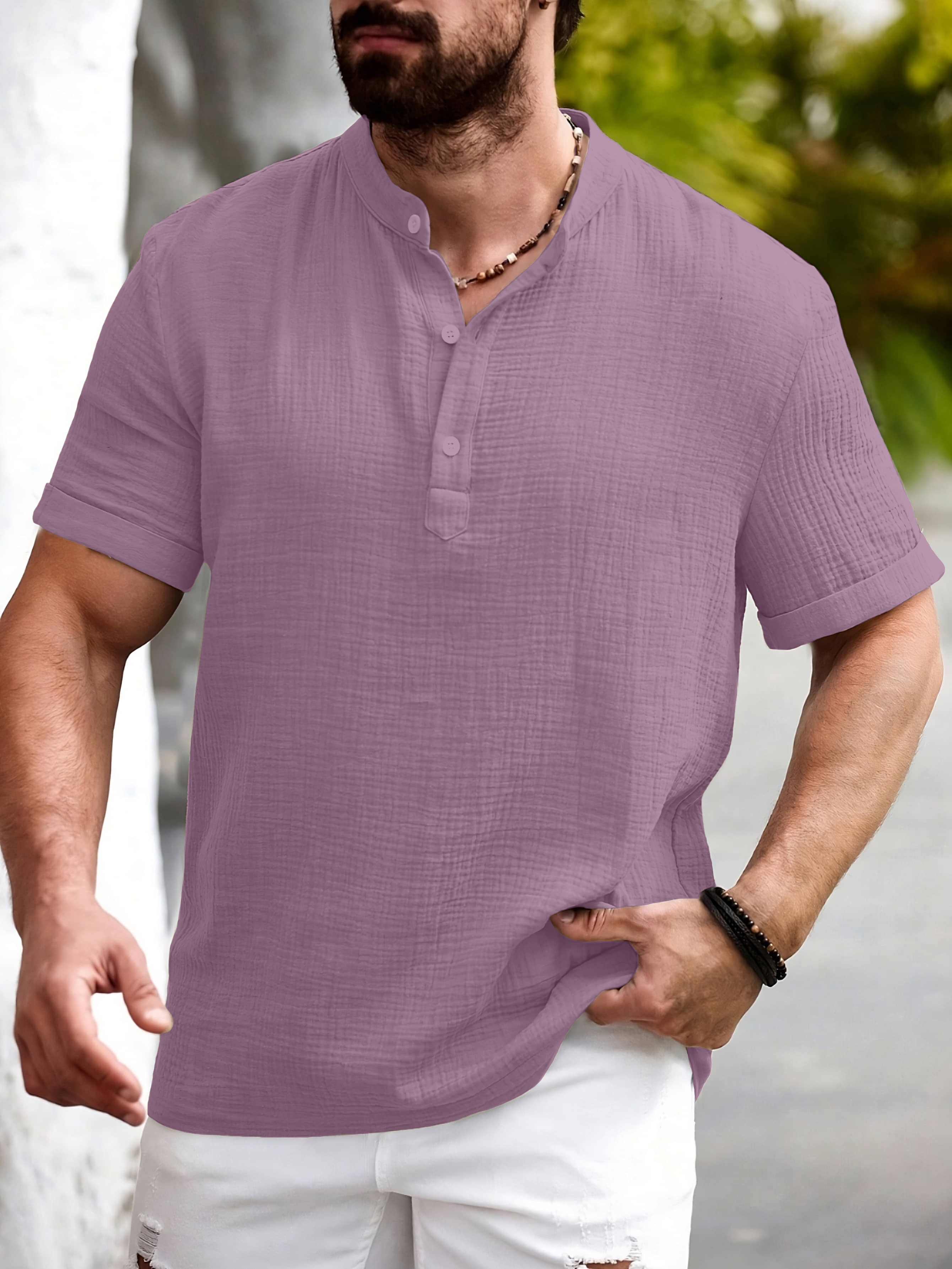 color bucket Cotton Blend Self Design Shirt Style Kurta For Men ( Pink ) - Kurtas & Kurta Sets | Buy online on ZillyBuy
