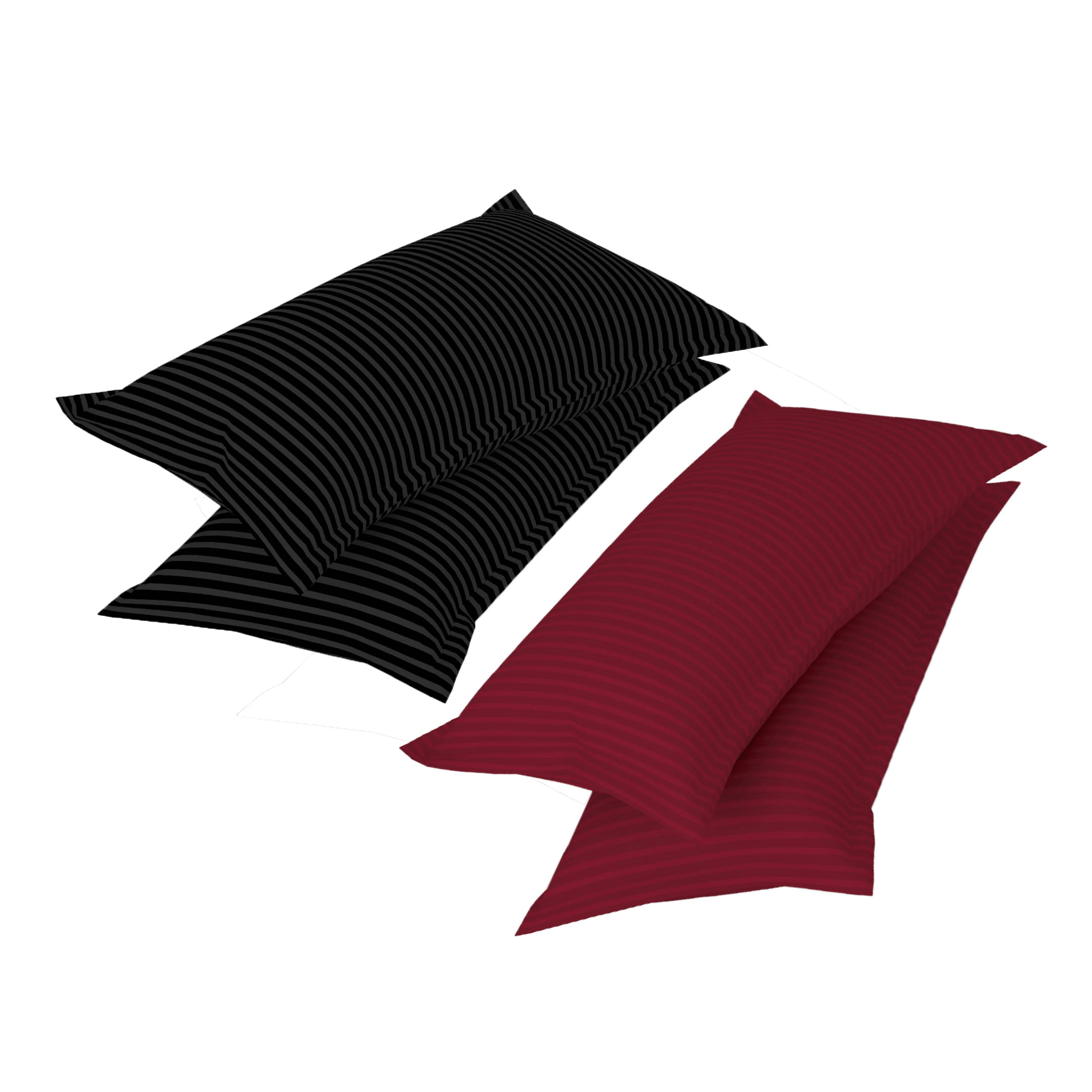    			gharsaaz - Pack of 4 Poly Cotton Striped Standard Size Pillow Cover ( 68.58 cm(27) x 43.18 cm(17) ) - Assorted
