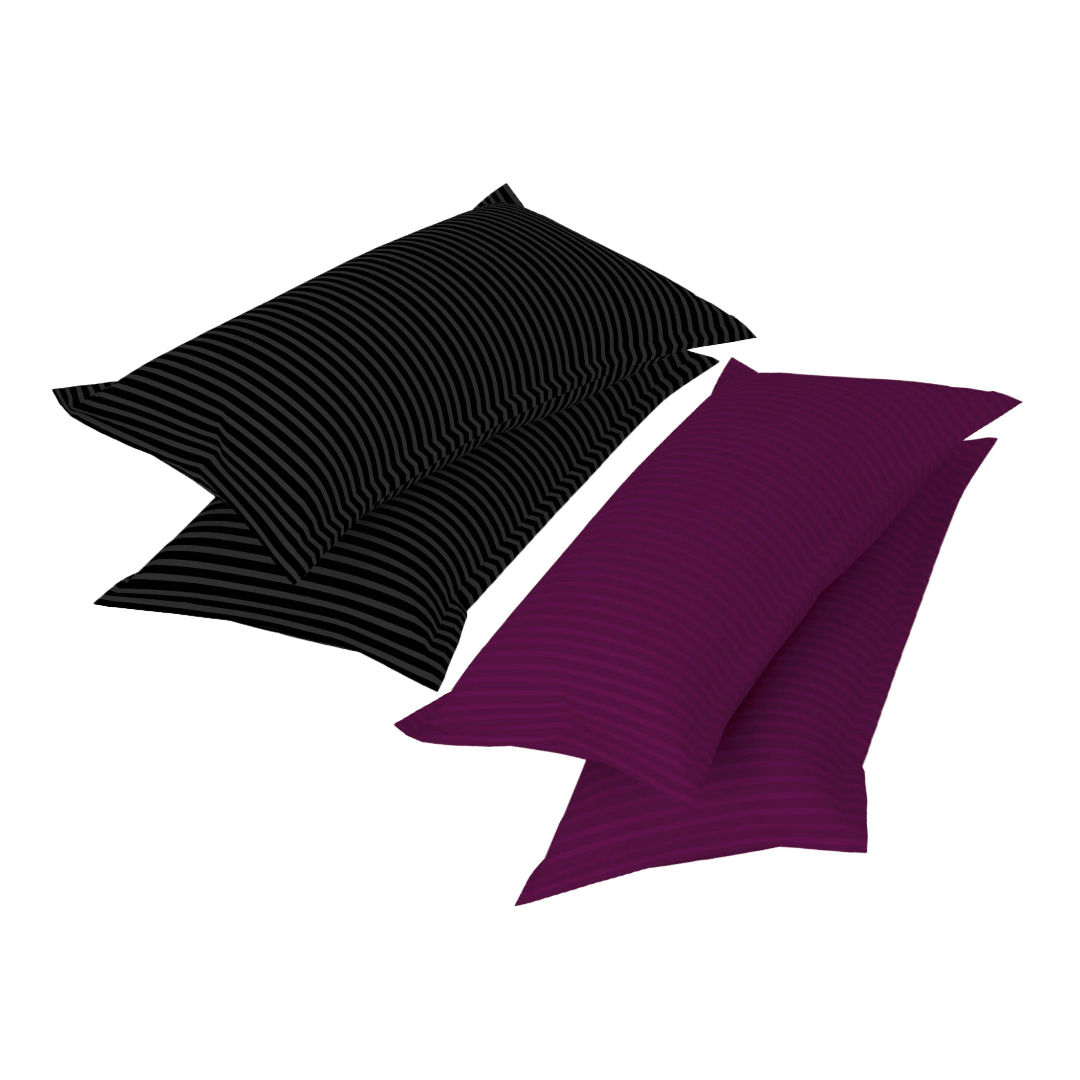     			gharsaaz - Pack of 4 Poly Cotton Striped Standard Size Pillow Cover ( 68.58 cm(27) x 43.18 cm(17) ) - Assorted