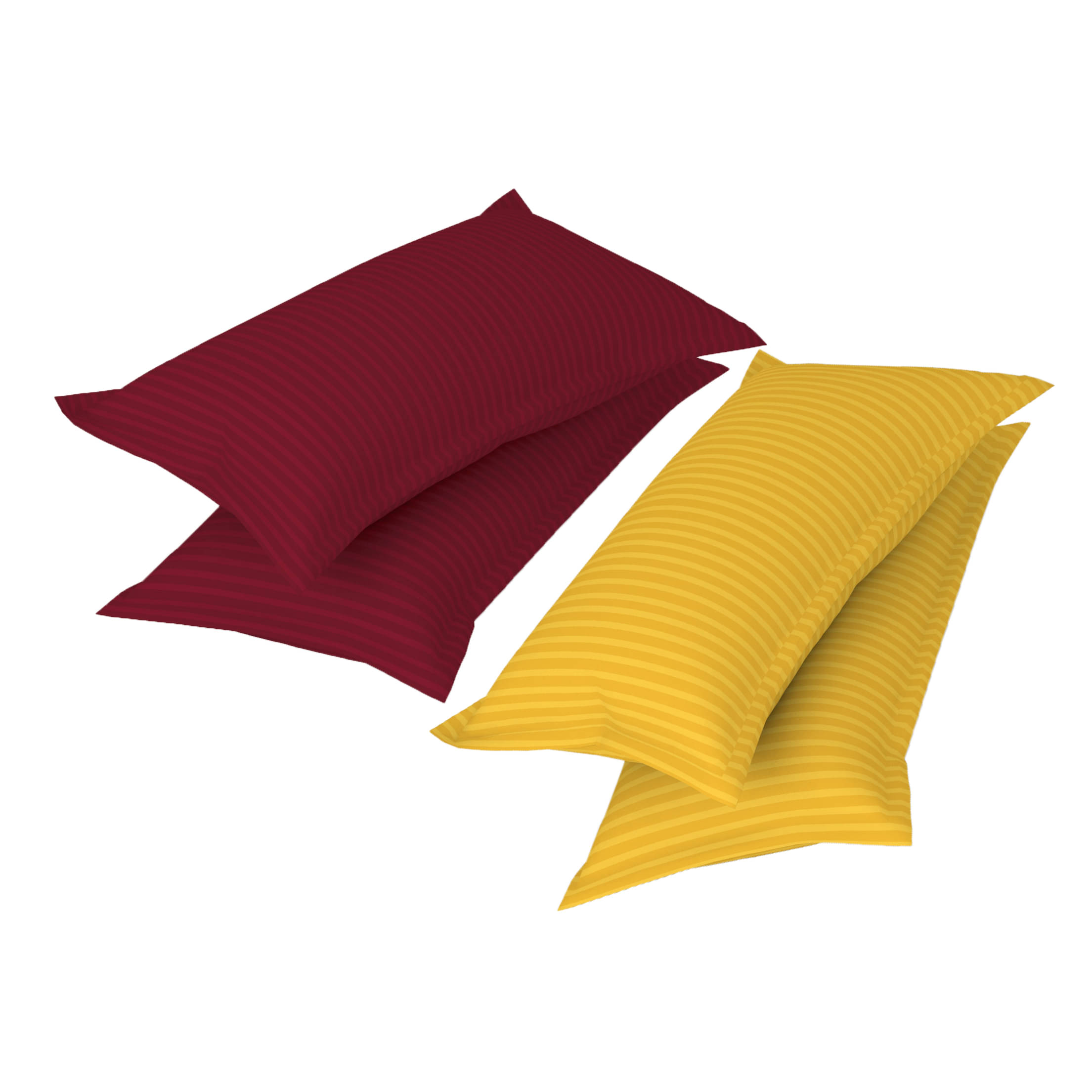 gharsaaz - Pack of 4 Poly Cotton Striped Standard Size Pillow Cover ( 68.58 cm(27) x 43.18 cm(17) ) - Assorted gharsaaz - Pack of 4 Poly Cotton Striped Standard Size Pillow Cover ( 68.58 cm(27) x 43.18 cm(17) ) - Assorted