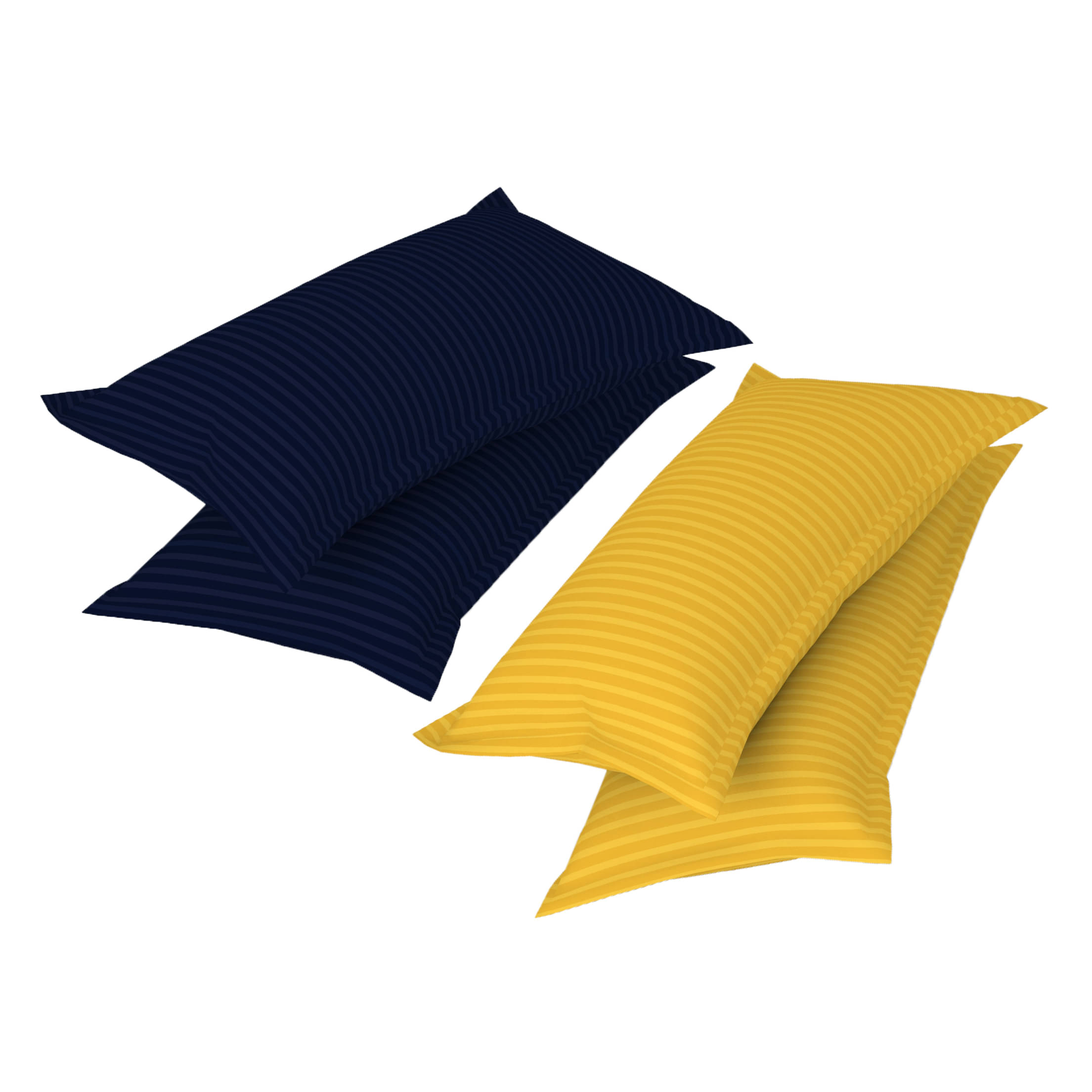     			gharsaaz - Pack of 4 Poly Cotton Striped Standard Size Pillow Cover ( 68.58 cm(27) x 43.18 cm(17) ) - Assorted