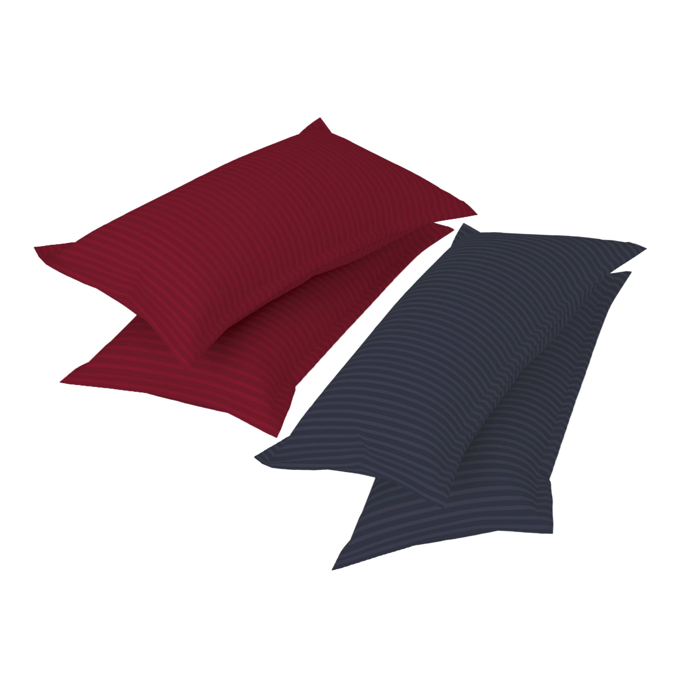     			gharsaaz - Pack of 4 Poly Cotton Striped Standard Size Pillow Cover ( 68.58 cm(27) x 43.18 cm(17) ) - Assorted