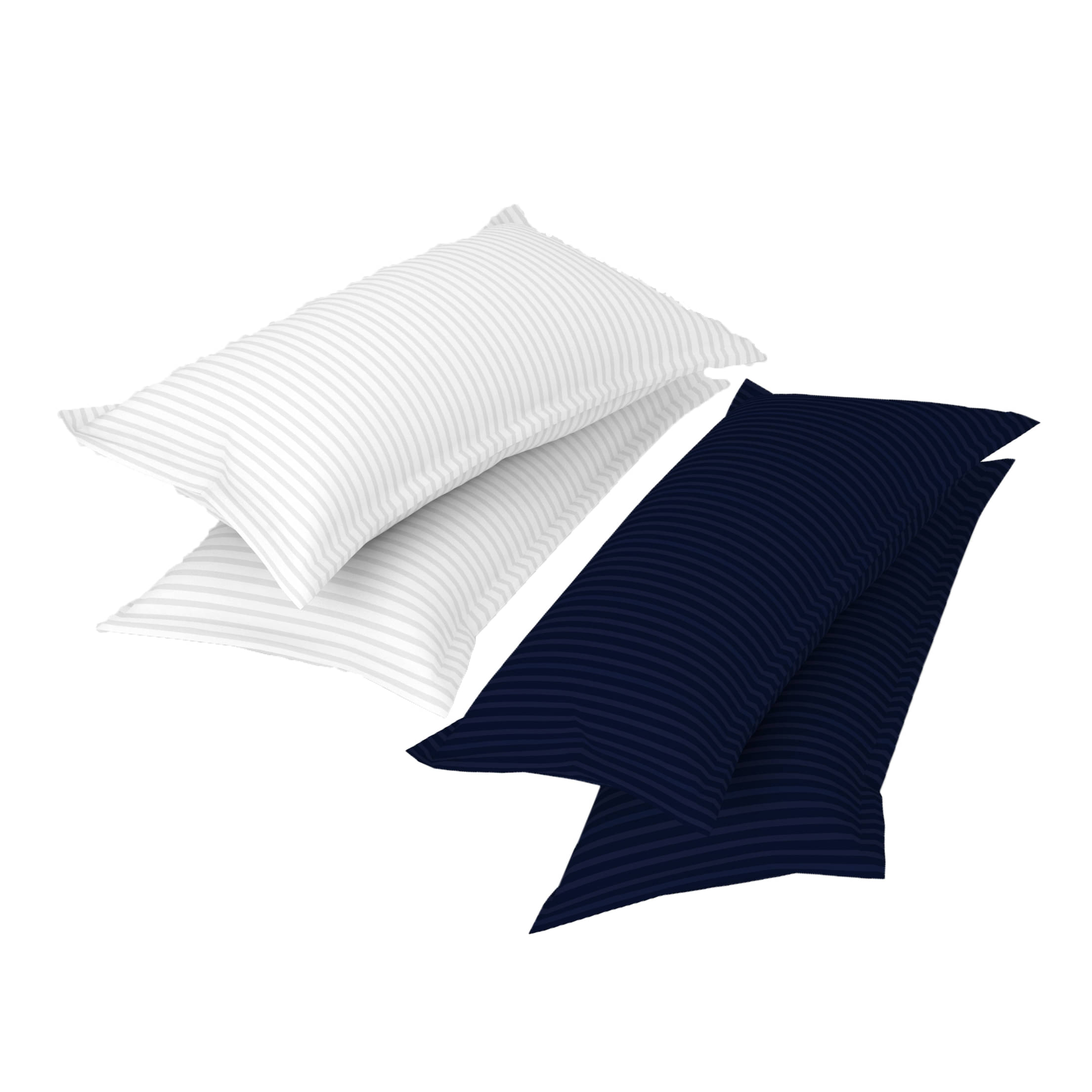     			gharsaaz - Pack of 4 Poly Cotton Striped Standard Size Pillow Cover ( 68.58 cm(27) x 43.18 cm(17) ) - Assorted