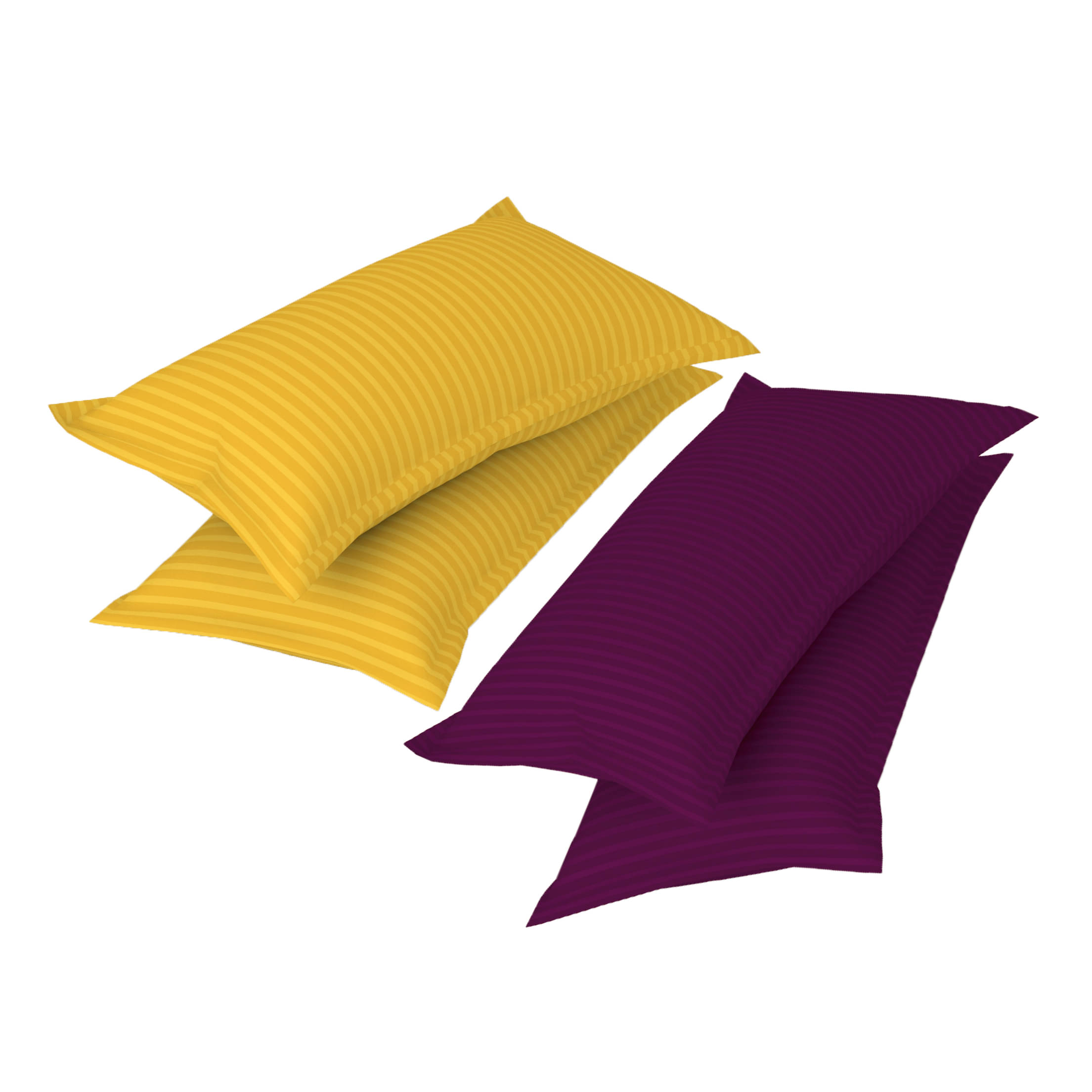 gharsaaz - Pack of 4 Poly Cotton Striped Standard Size Pillow Cover ( 68.58 cm(27) x 43.18 cm(17) ) - Assorted gharsaaz - Pack of 4 Poly Cotton Striped Standard Size Pillow Cover ( 68.58 cm(27) x 43.18 cm(17) ) - Assorted