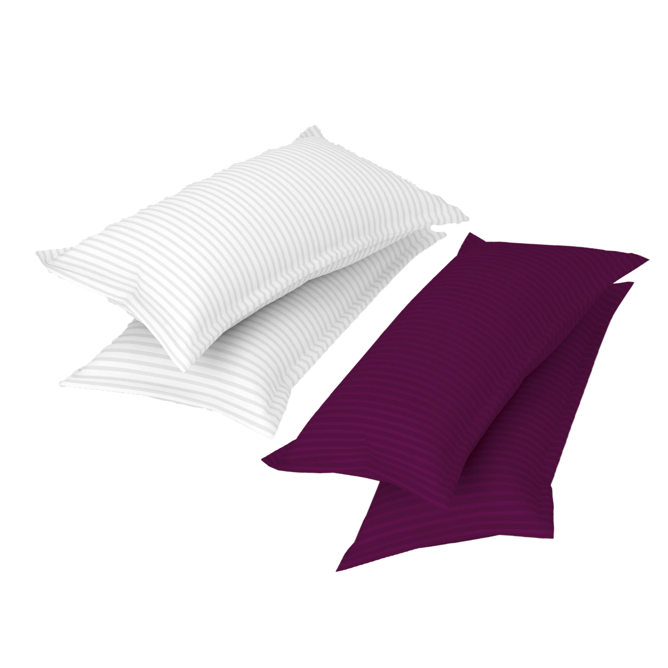 gharsaaz - Pack of 4 Poly Cotton Striped Standard Size Pillow Cover ( 68.58 cm(27) x 43.18 cm(17) ) - Assorted gharsaaz - Pack of 4 Poly Cotton Striped Standard Size Pillow Cover ( 68.58 cm(27) x 43.18 cm(17) ) - Assorted