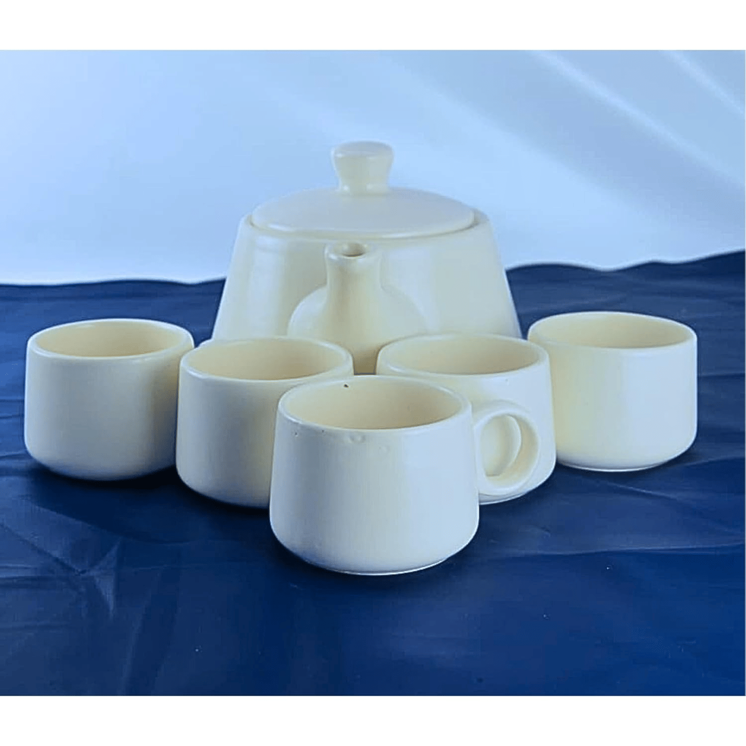     			klassy finds CUP SET-007 Solid Ceramic Tea Set 800 ml ( Pack of 7 )