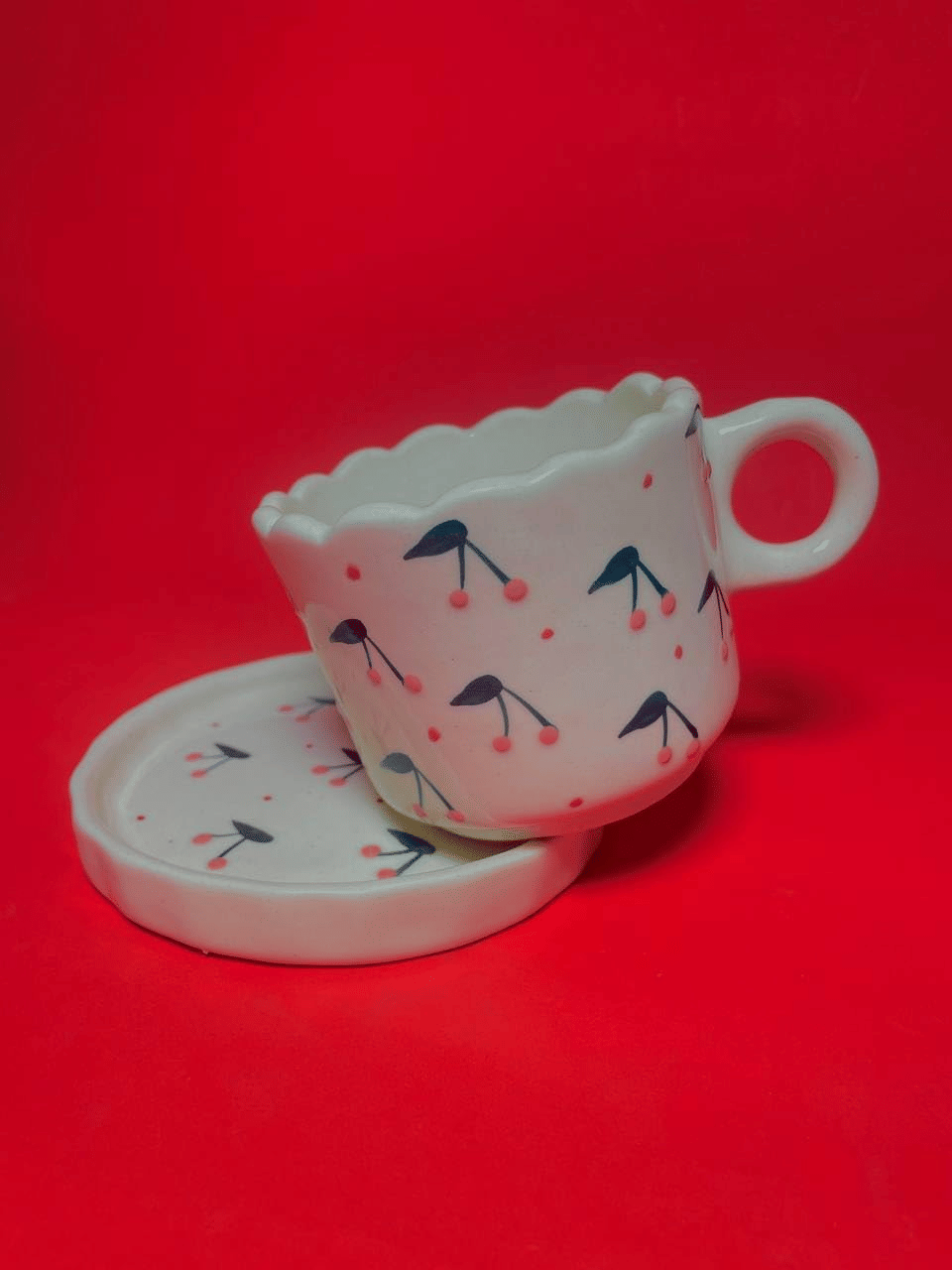     			klassy finds cup and saucer -001 Solid Ceramic Tea Cup 250 ml ( Pack of 2 )