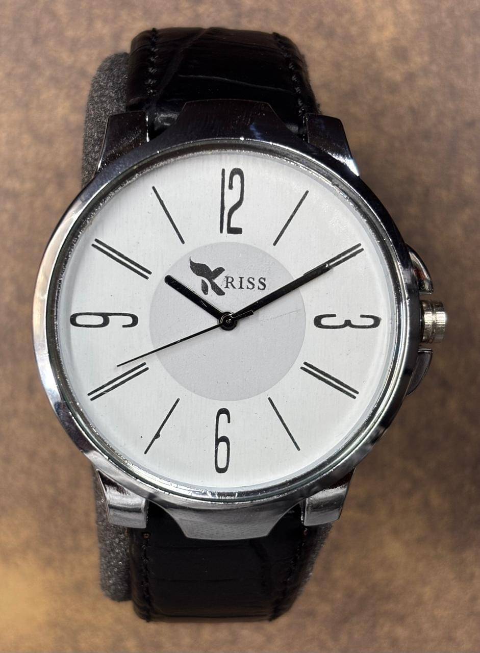     			kriss collection Black Leather Analog Men's Watch