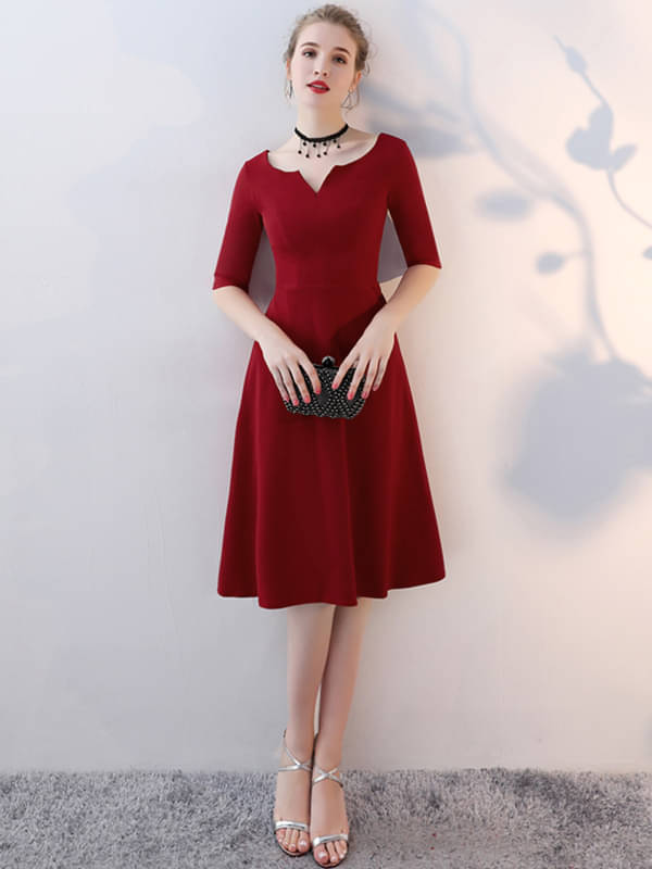 vivient Women Cotton Blend Solid Fit & Flare Dress ( Red )     			vivient Women Cotton Blend Solid Fit & Flare Dress ( Red )