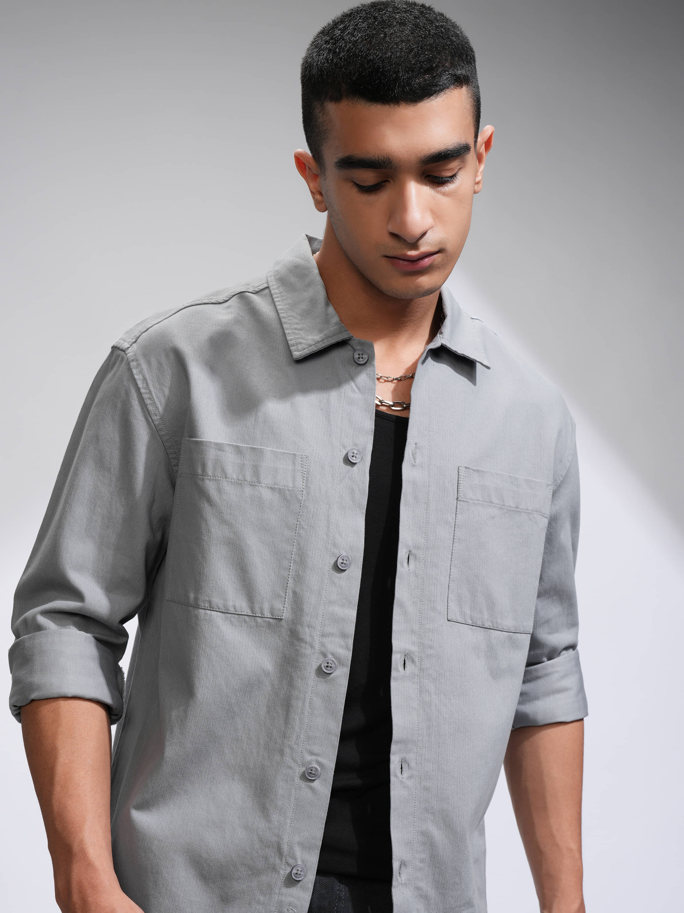 Highlander 100% Cotton Oversized Fit Solids Full Sleeves Men's Casual Shirt - Grey ( Pack of 1 ) Highlander 100% Cotton Oversized Fit Solids Full Sleeves Men's Casual Shirt - Grey ( Pack of 1 )