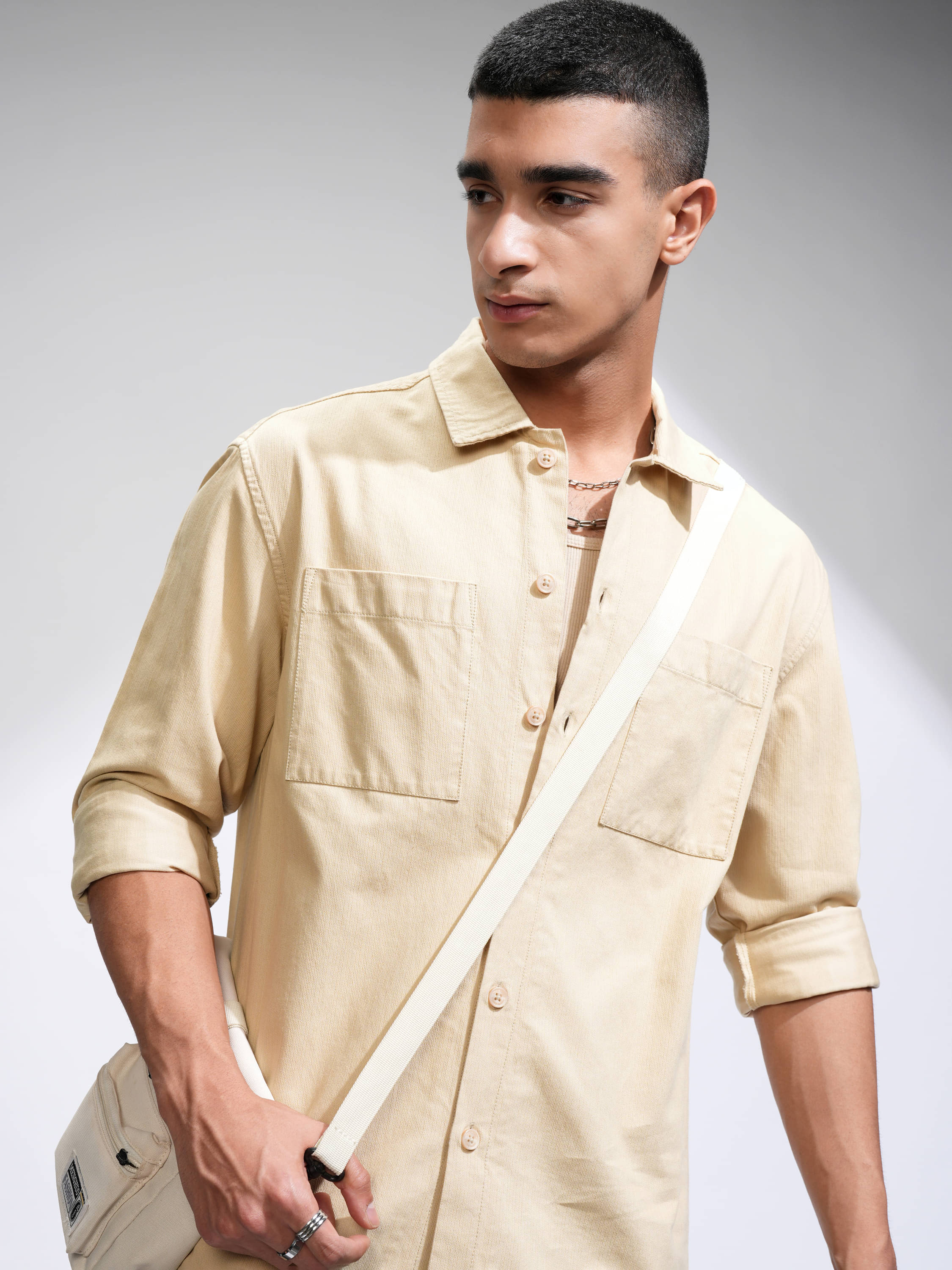 Highlander 100% Cotton Oversized Fit Solids Full Sleeves Men's Casual Shirt - Beige ( Pack of 1 ) Highlander 100% Cotton Oversized Fit Solids Full Sleeves Men's Casual Shirt - Beige ( Pack of 1 )
