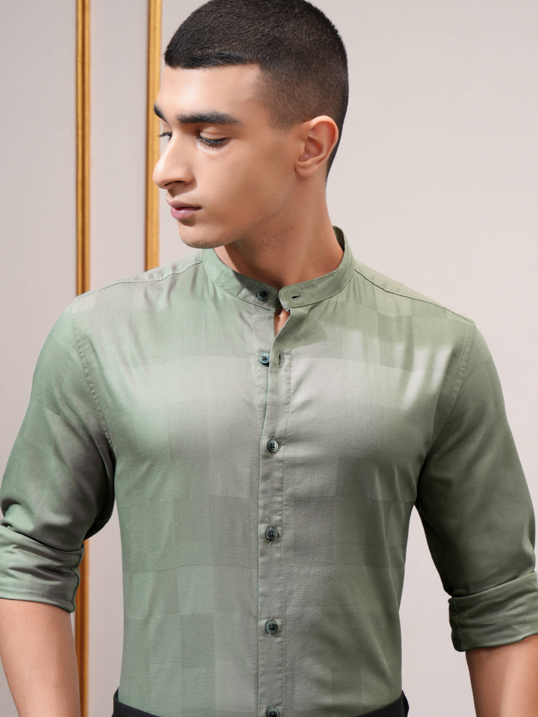     			Highlander 100% Cotton Regular Fit Self Design Full Sleeves Men's Casual Shirt - Green ( Pack of 1 )