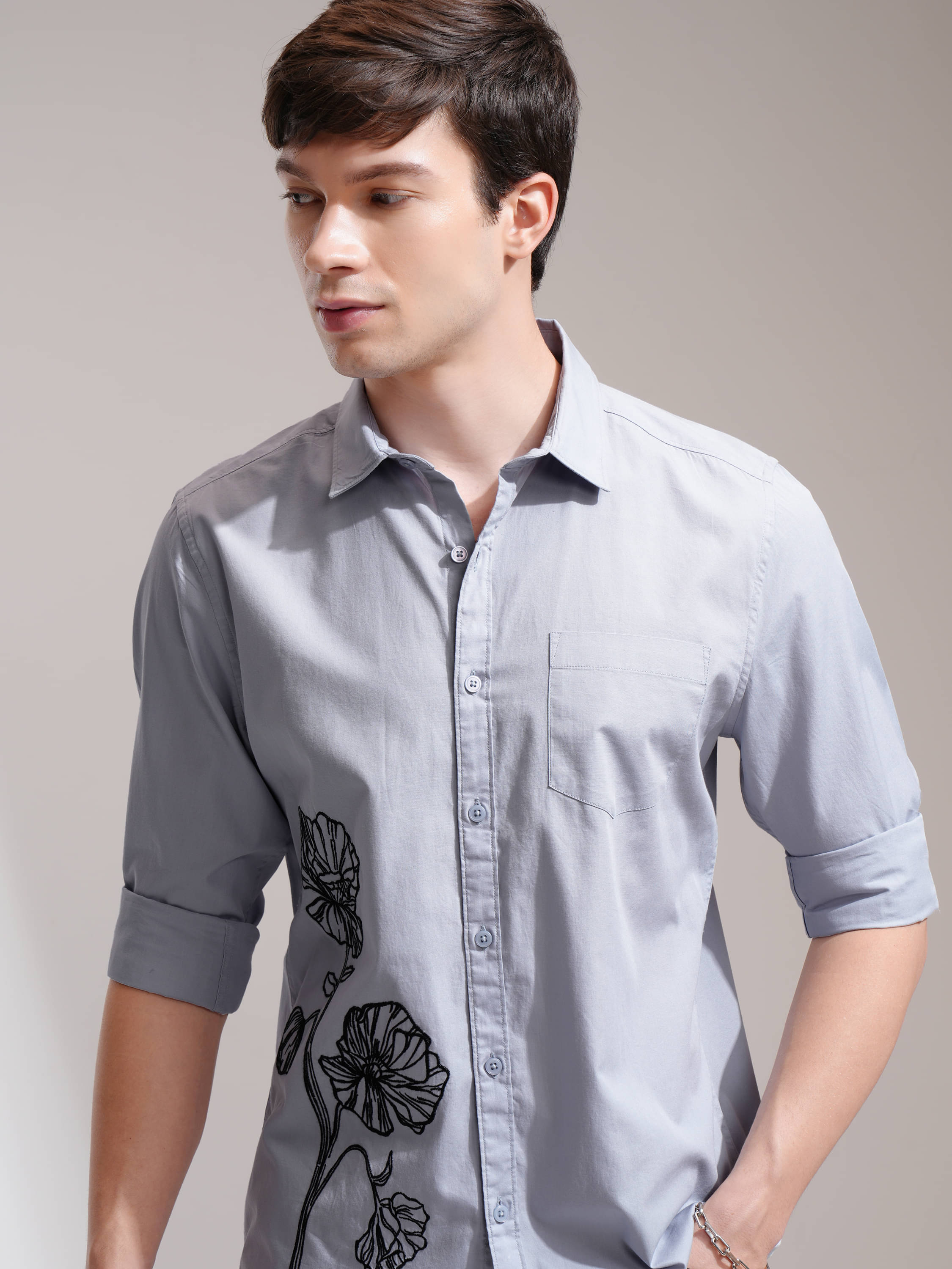     			Highlander 100% Cotton Regular Fit Self Design Full Sleeves Men's Casual Shirt - Blue ( Pack of 1 )