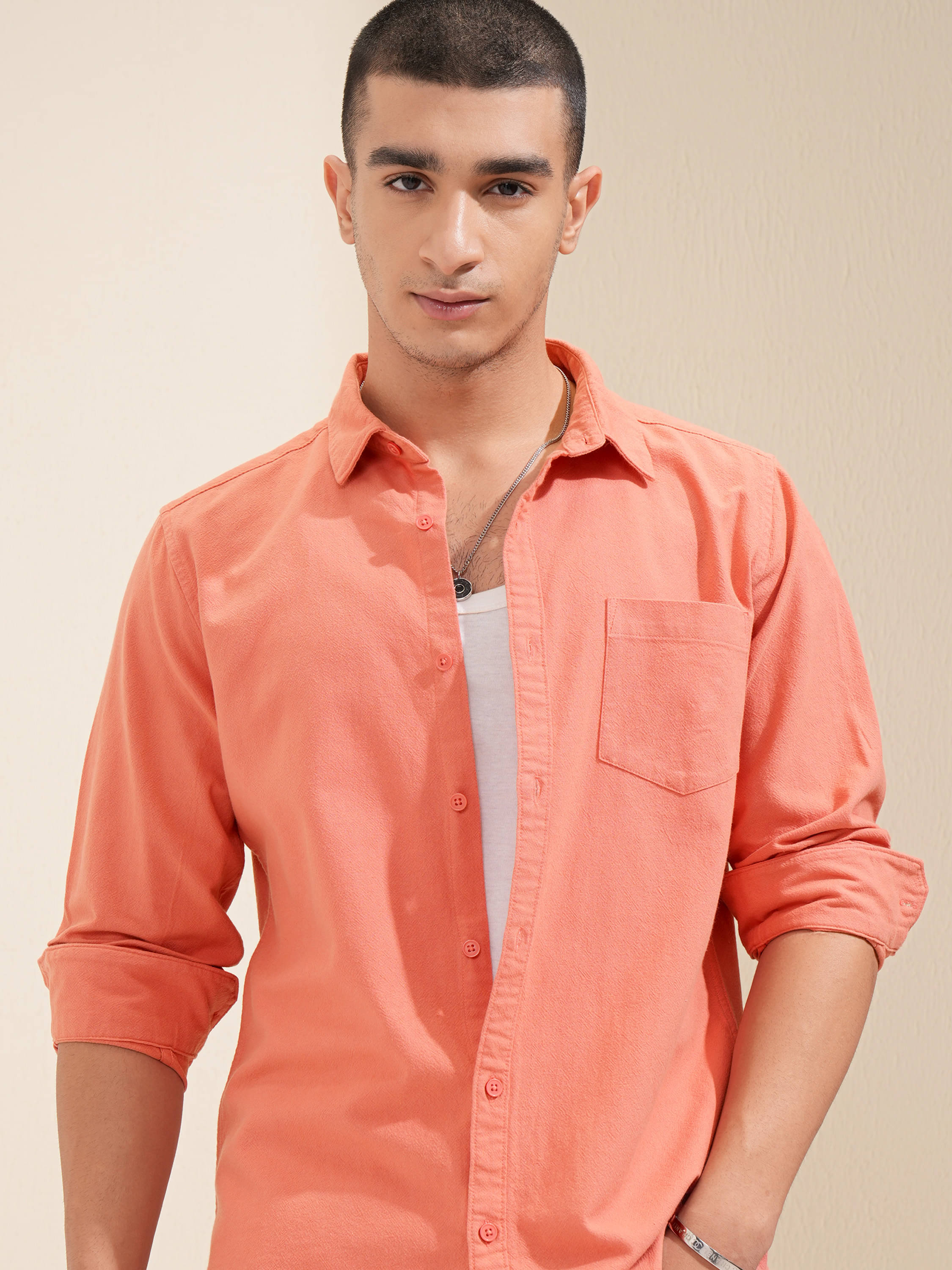 Highlander 100% Cotton Regular Fit Solids Full Sleeves Men's Casual Shirt - Orange ( Pack of 1 ) Highlander 100% Cotton Regular Fit Solids Full Sleeves Men's Casual Shirt - Orange ( Pack of 1 )
