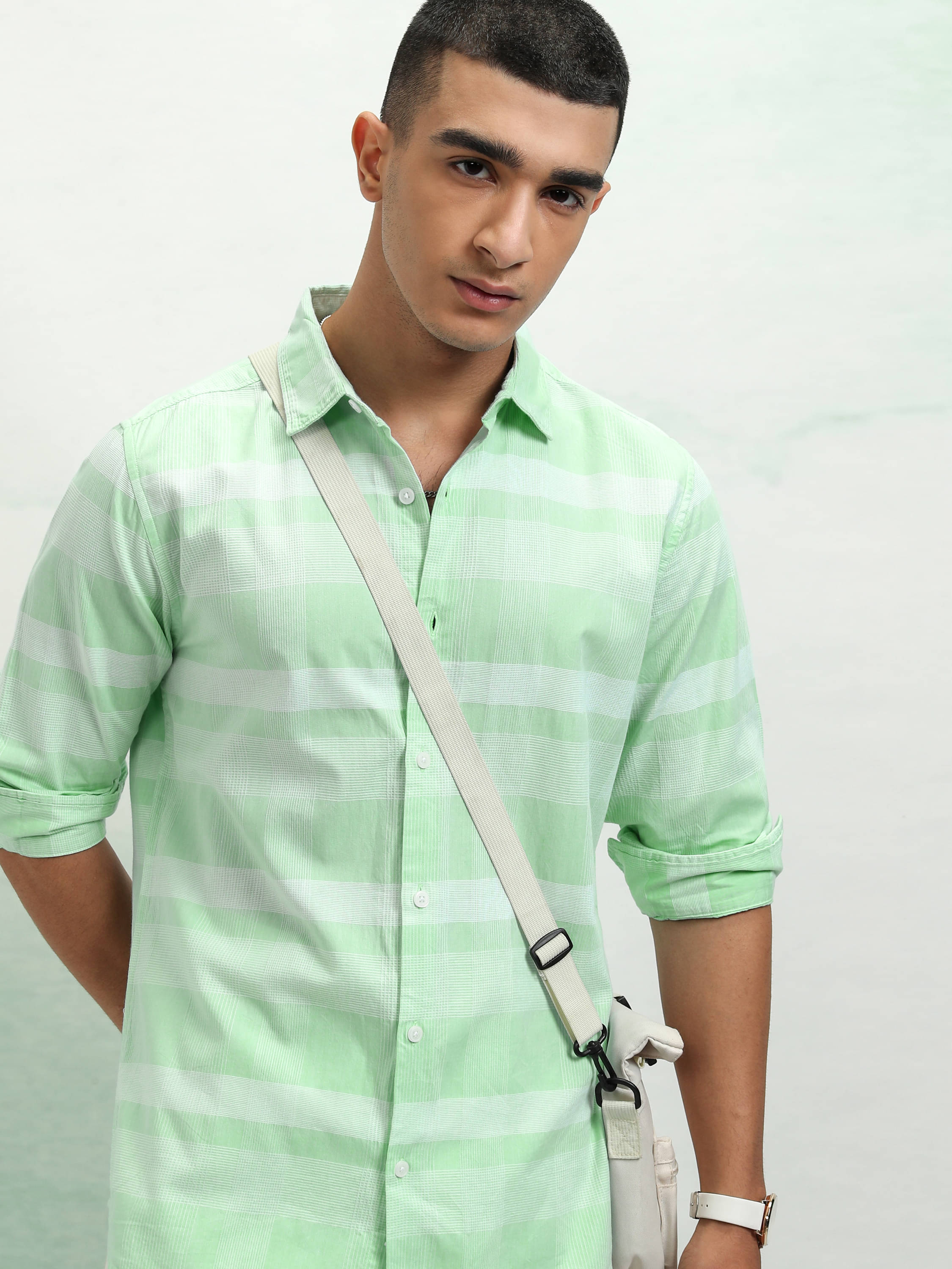     			Highlander 100% Cotton Regular Fit Checks Full Sleeves Men's Casual Shirt - Green ( Pack of 1 )