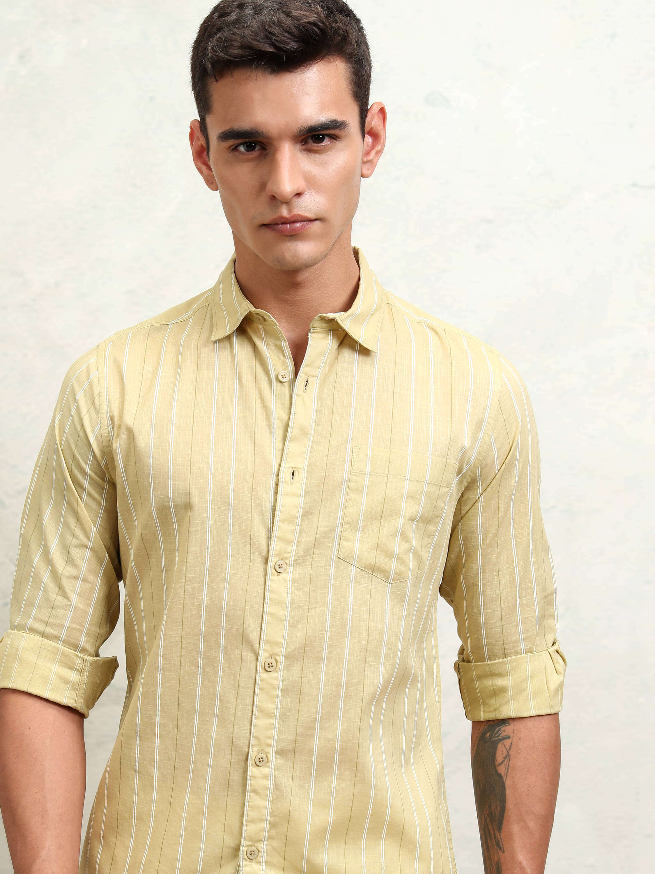 Highlander 100% Cotton Regular Fit Striped Full Sleeves Men's Casual Shirt - Mustard ( Pack of 1 ) Highlander 100% Cotton Regular Fit Striped Full Sleeves Men's Casual Shirt - Mustard ( Pack of 1 )