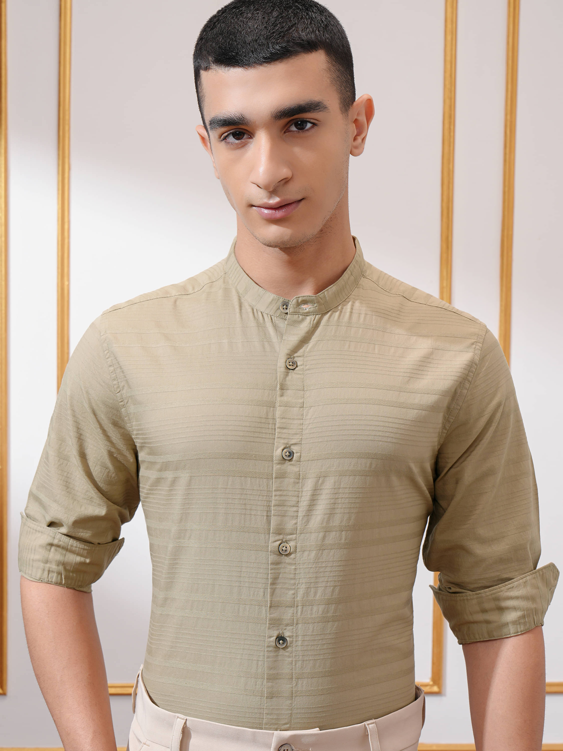 Highlander 100% Cotton Regular Fit Striped Full Sleeves Men's Casual Shirt - Khaki ( Pack of 1 ) Highlander 100% Cotton Regular Fit Striped Full Sleeves Men's Casual Shirt - Khaki ( Pack of 1 )