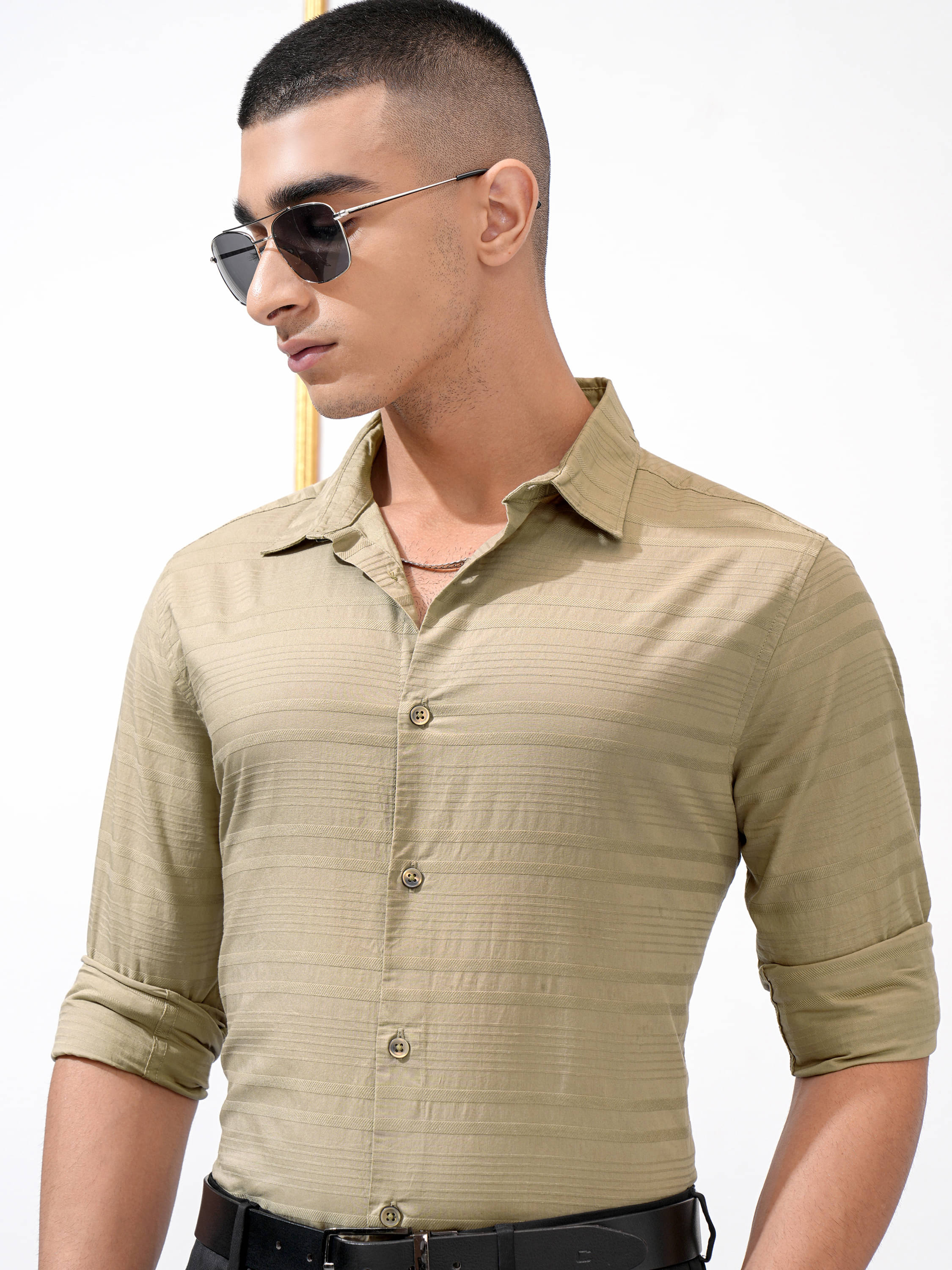 Highlander 100% Cotton Regular Fit Striped Full Sleeves Men's Casual Shirt - Khaki ( Pack of 1 ) Highlander 100% Cotton Regular Fit Striped Full Sleeves Men's Casual Shirt - Khaki ( Pack of 1 )