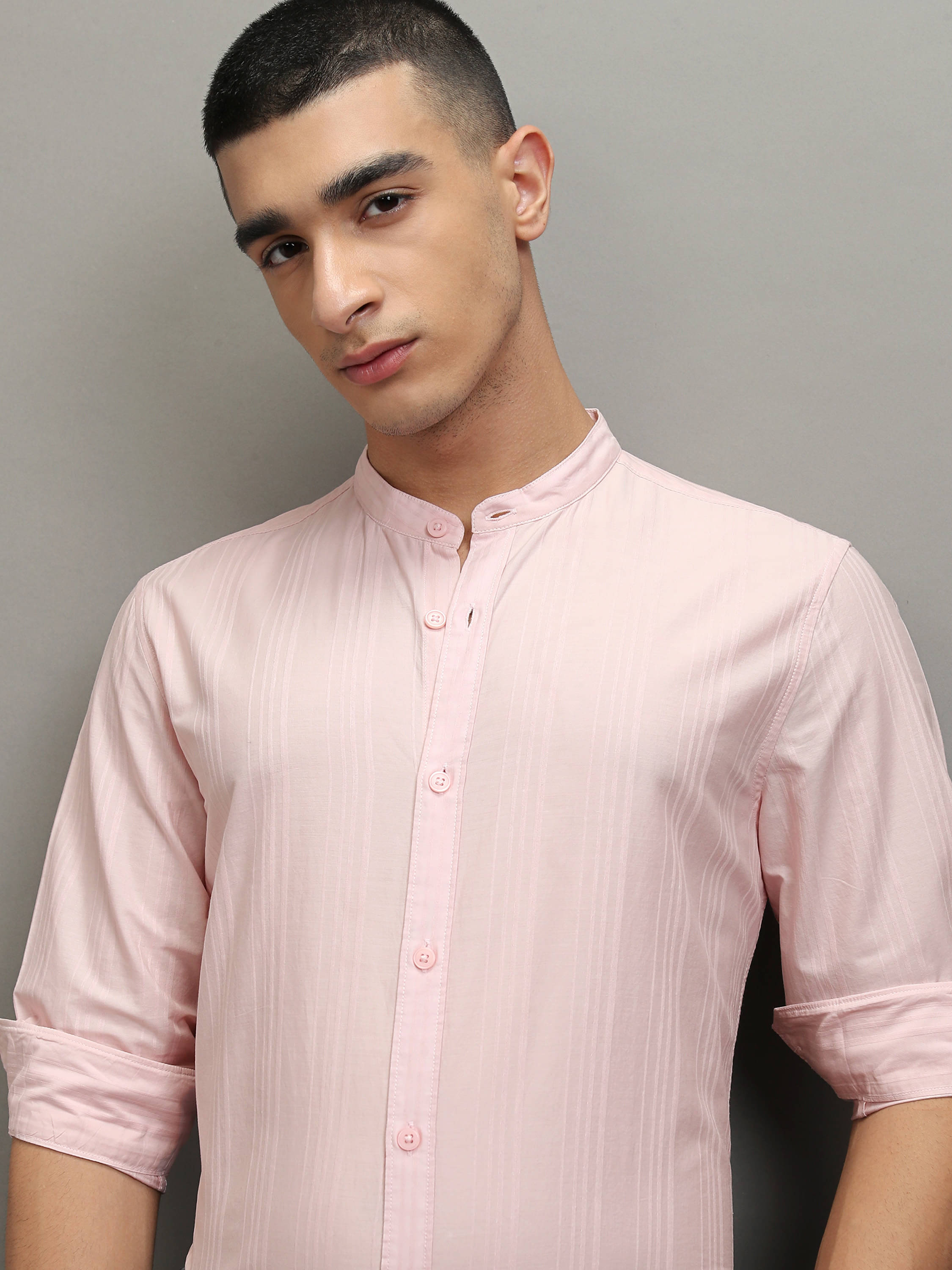 Highlander 100% Cotton Regular Fit Striped Full Sleeves Men's Casual Shirt - Pink ( Pack of 1 )     			Highlander 100% Cotton Regular Fit Striped Full Sleeves Men's Casual Shirt - Pink ( Pack of 1 )