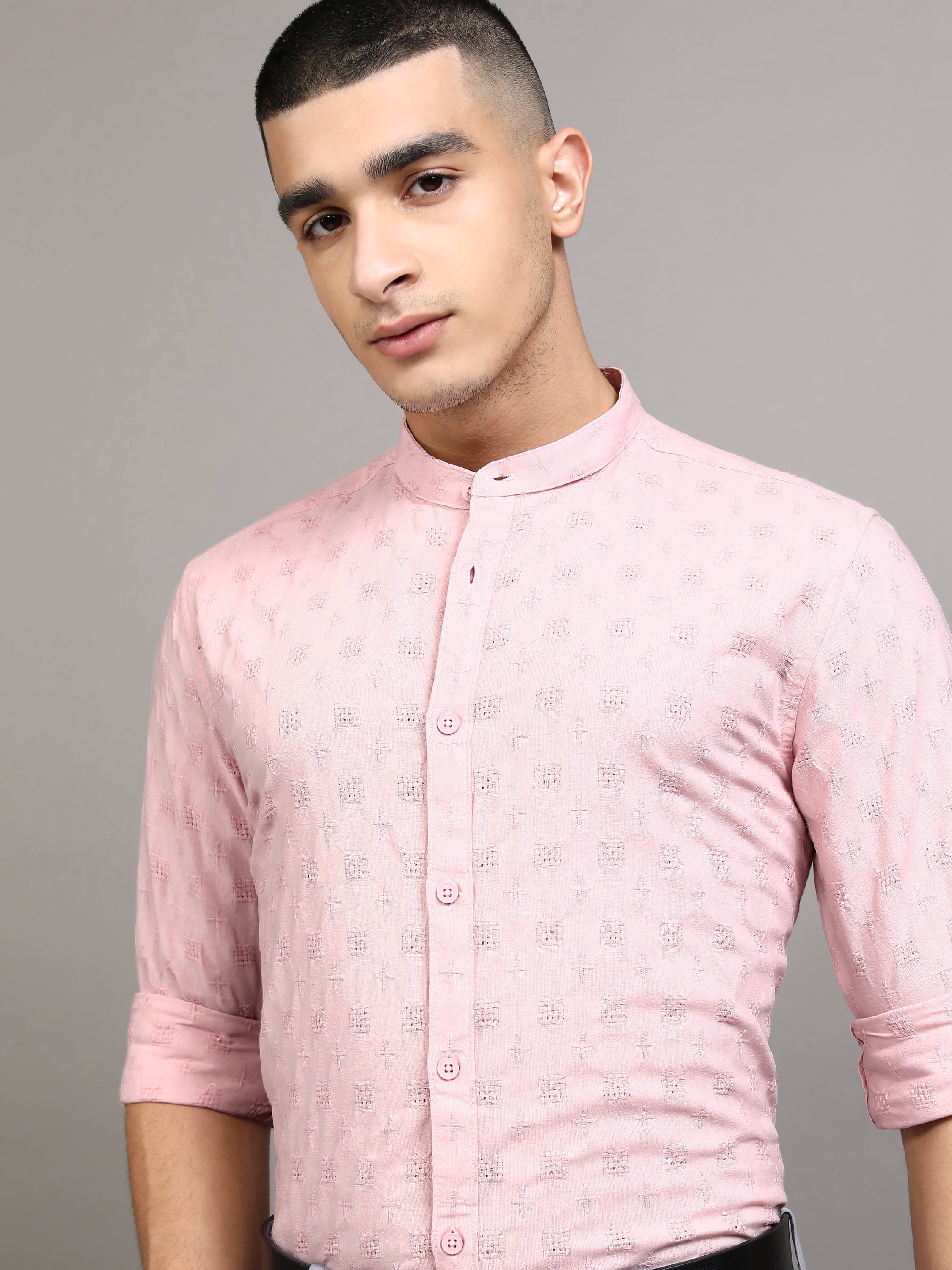 Highlander 100% Cotton Regular Fit Self Design Full Sleeves Men's Casual Shirt - Pink ( Pack of 1 ) Highlander 100% Cotton Regular Fit Self Design Full Sleeves Men's Casual Shirt - Pink ( Pack of 1 )