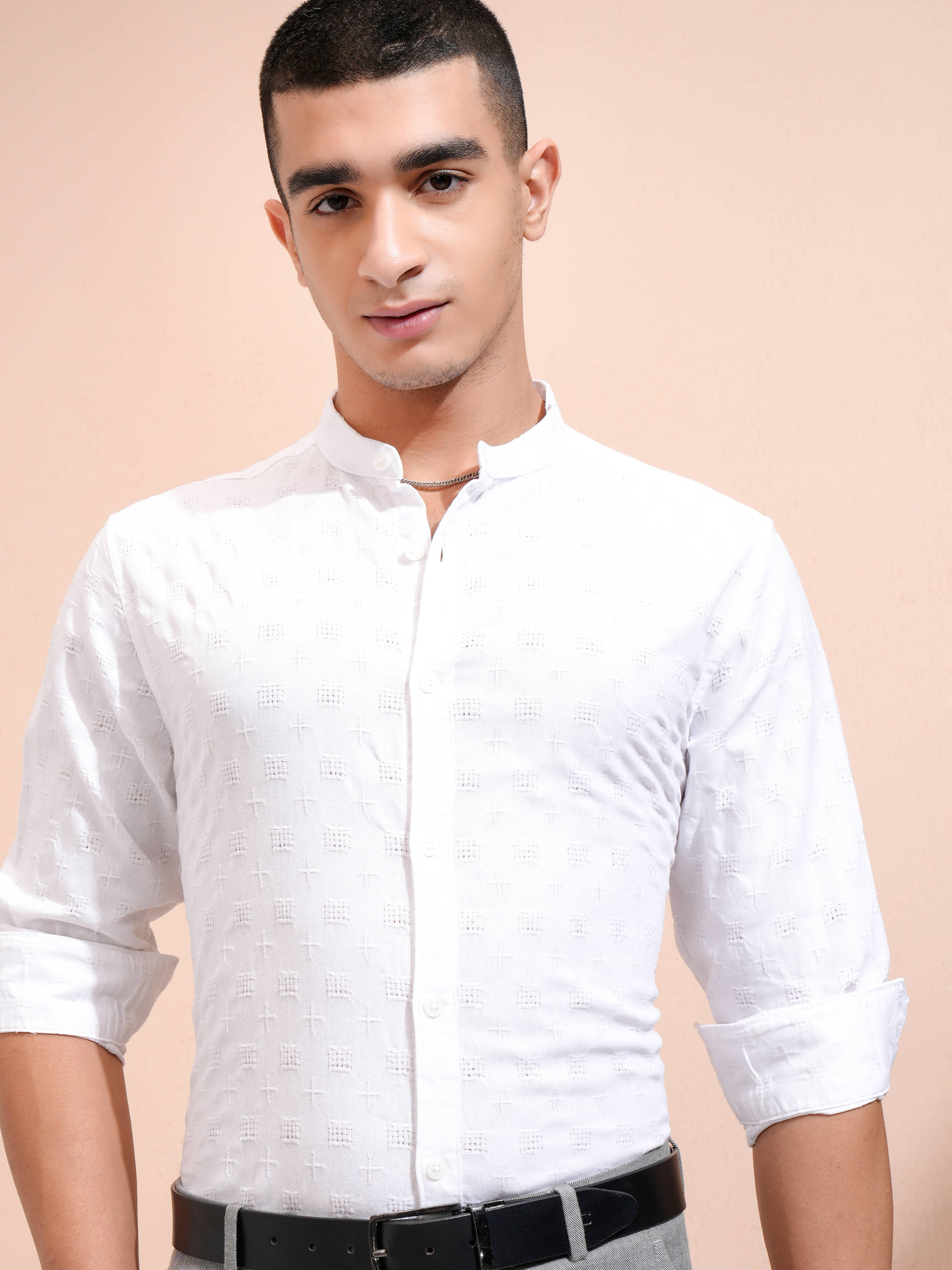 Highlander 100% Cotton Regular Fit Self Design Full Sleeves Men's Casual Shirt - White ( Pack of 1 ) Highlander 100% Cotton Regular Fit Self Design Full Sleeves Men's Casual Shirt - White ( Pack of 1 )