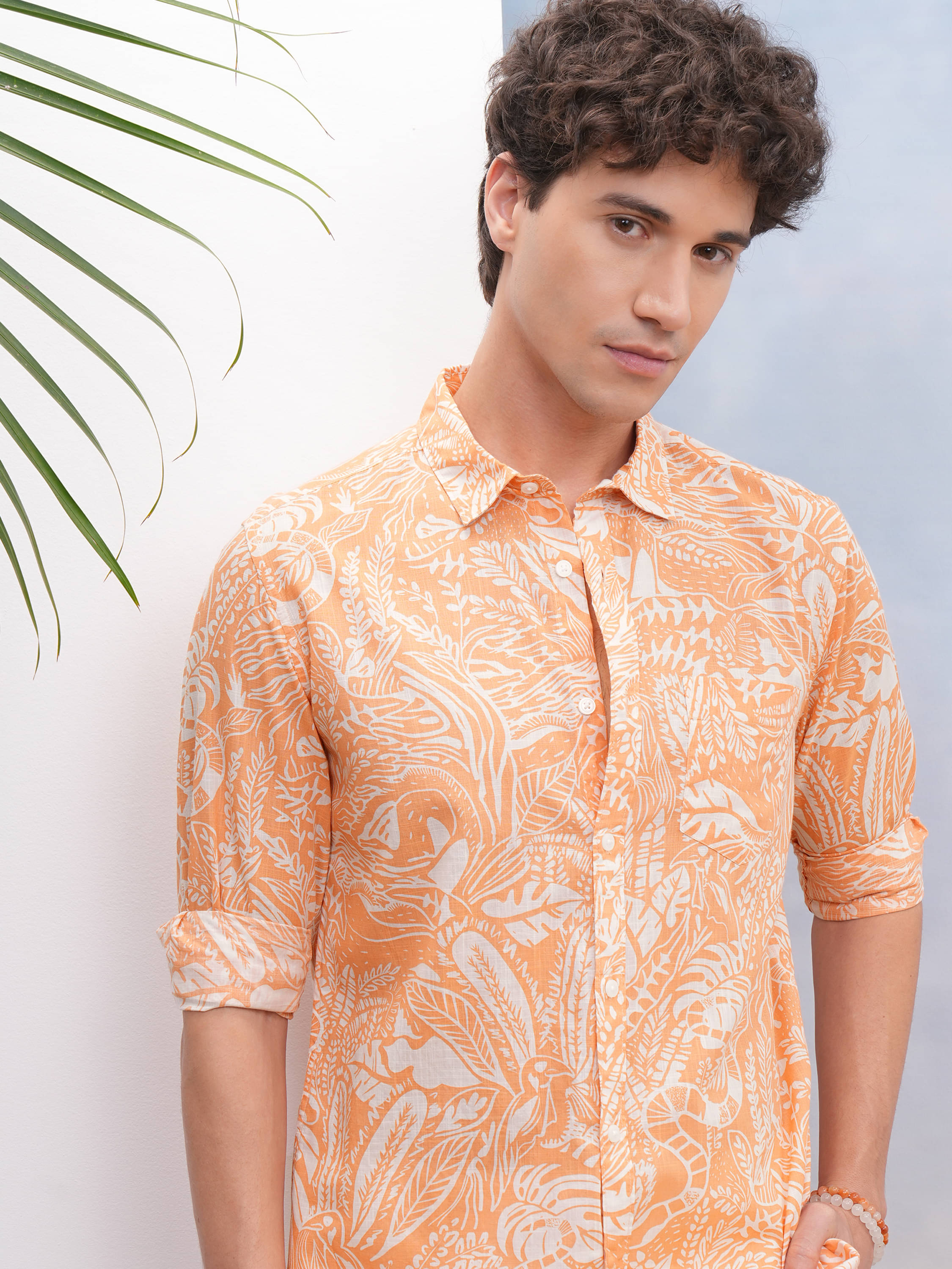 Highlander 100% Cotton Regular Fit Printed Full Sleeves Men's Casual Shirt - Orange ( Pack of 1 ) Highlander 100% Cotton Regular Fit Printed Full Sleeves Men's Casual Shirt - Orange ( Pack of 1 )