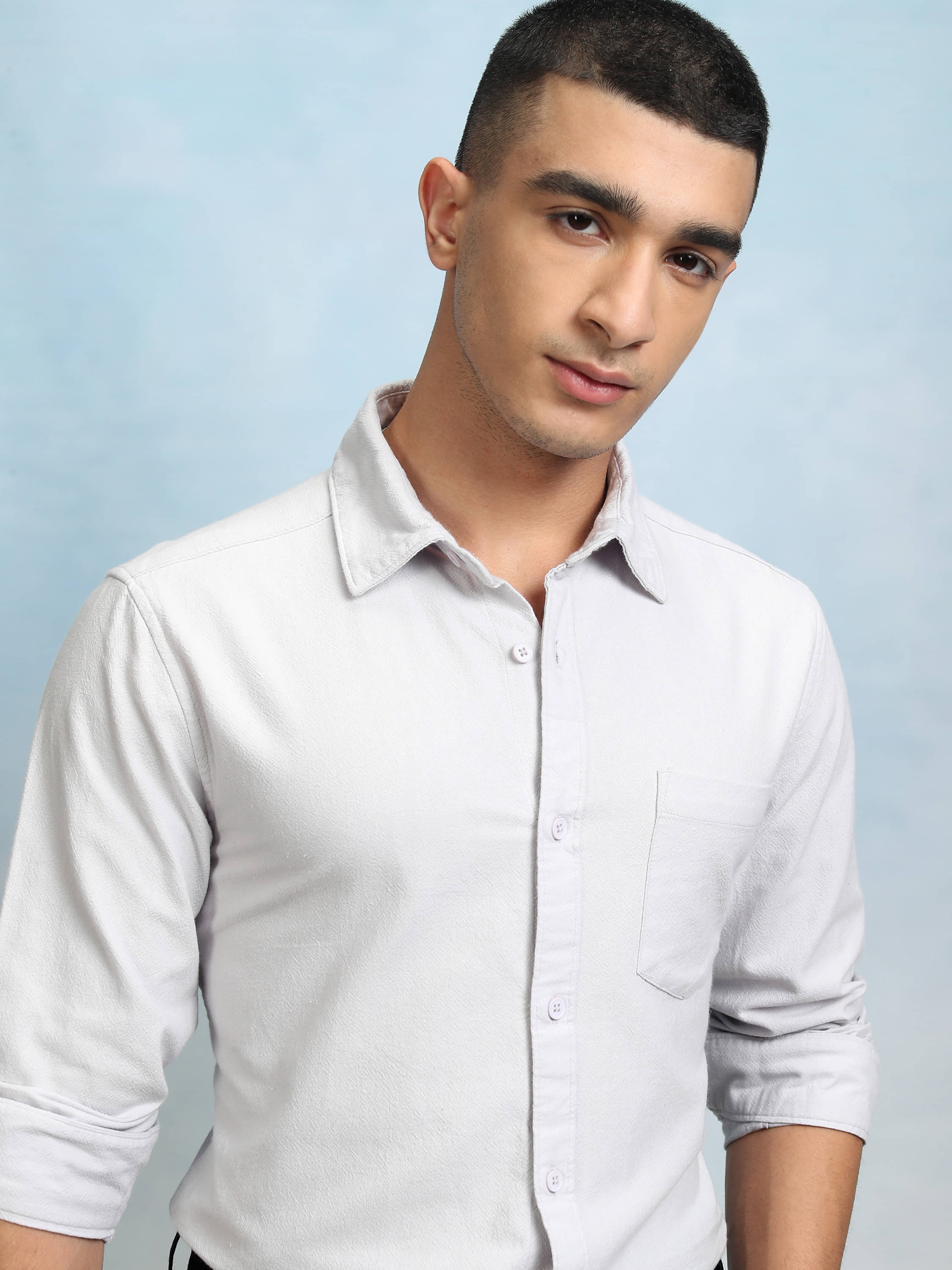     			Highlander 100% Cotton Regular Fit Solids Full Sleeves Men's Casual Shirt - Light Grey ( Pack of 1 )