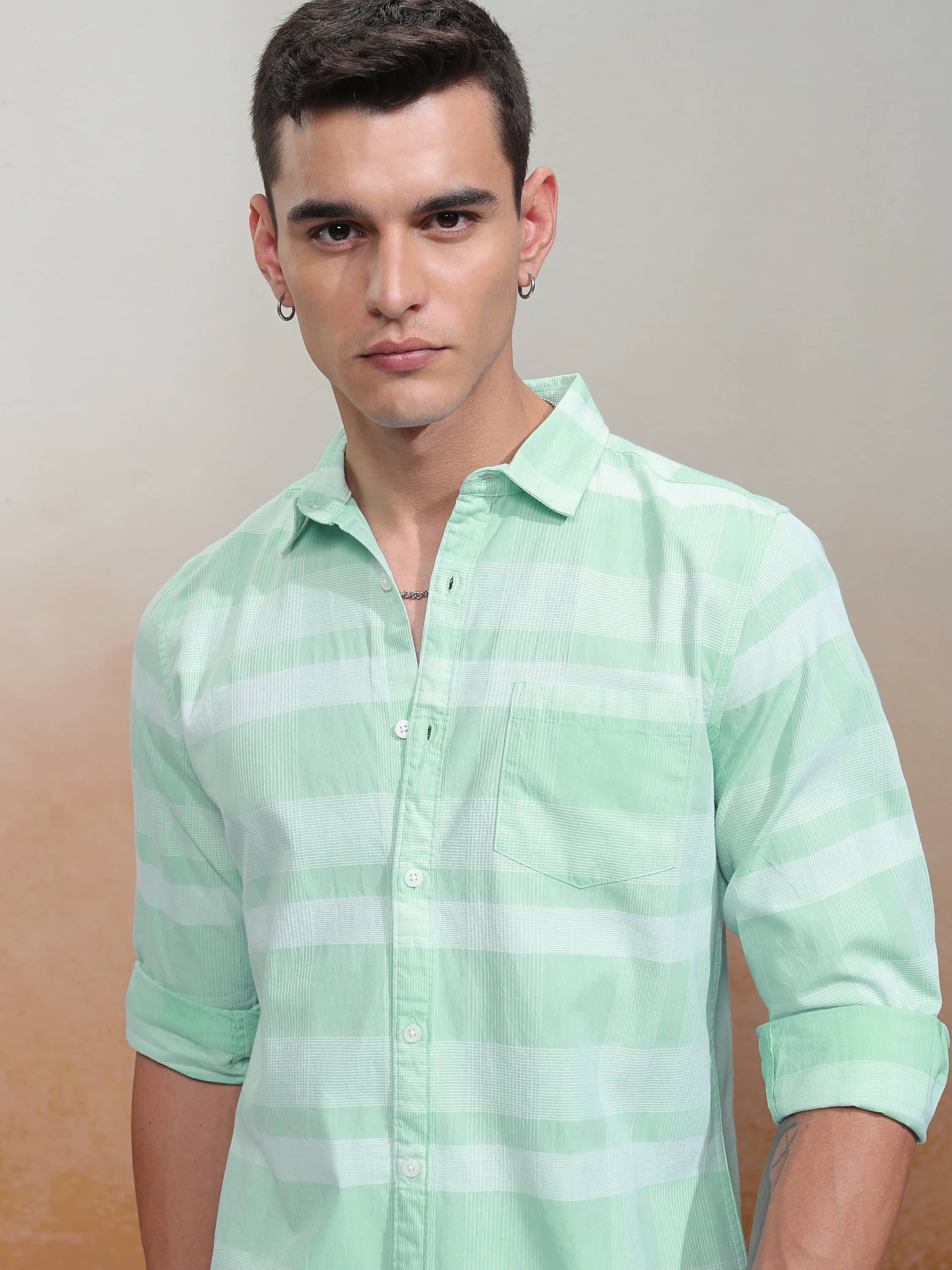 Highlander 100% Cotton Regular Fit Striped Full Sleeves Men's Casual Shirt - Green ( Pack of 1 ) Highlander 100% Cotton Regular Fit Striped Full Sleeves Men's Casual Shirt - Green ( Pack of 1 )