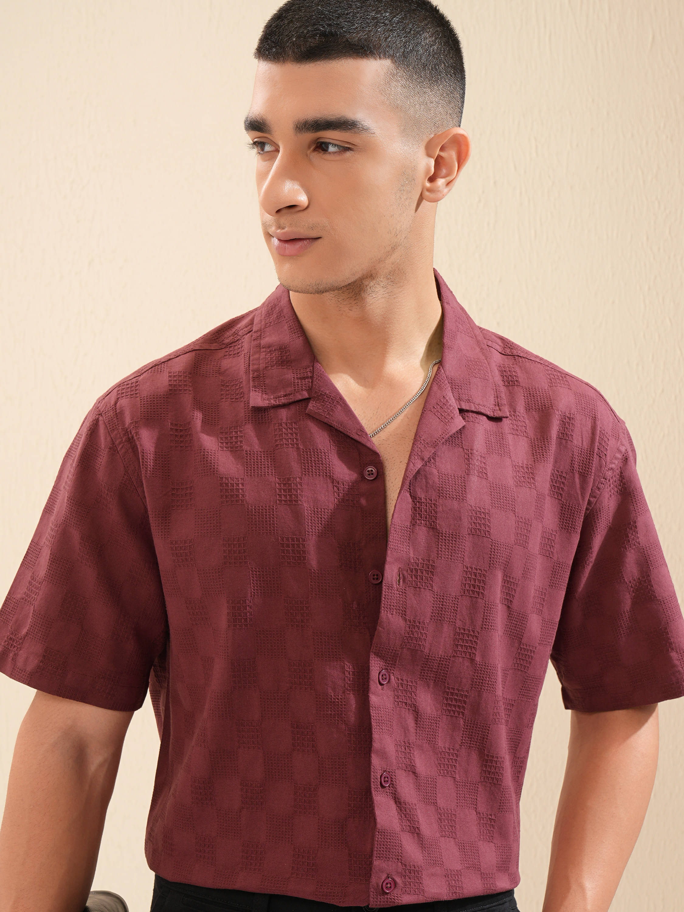 Highlander 100% Cotton Relaxed Fit Self Design Half Sleeves Men's Casual Shirt - Maroon ( Pack of 1 ) Highlander 100% Cotton Relaxed Fit Self Design Half Sleeves Men's Casual Shirt - Maroon ( Pack of 1 )