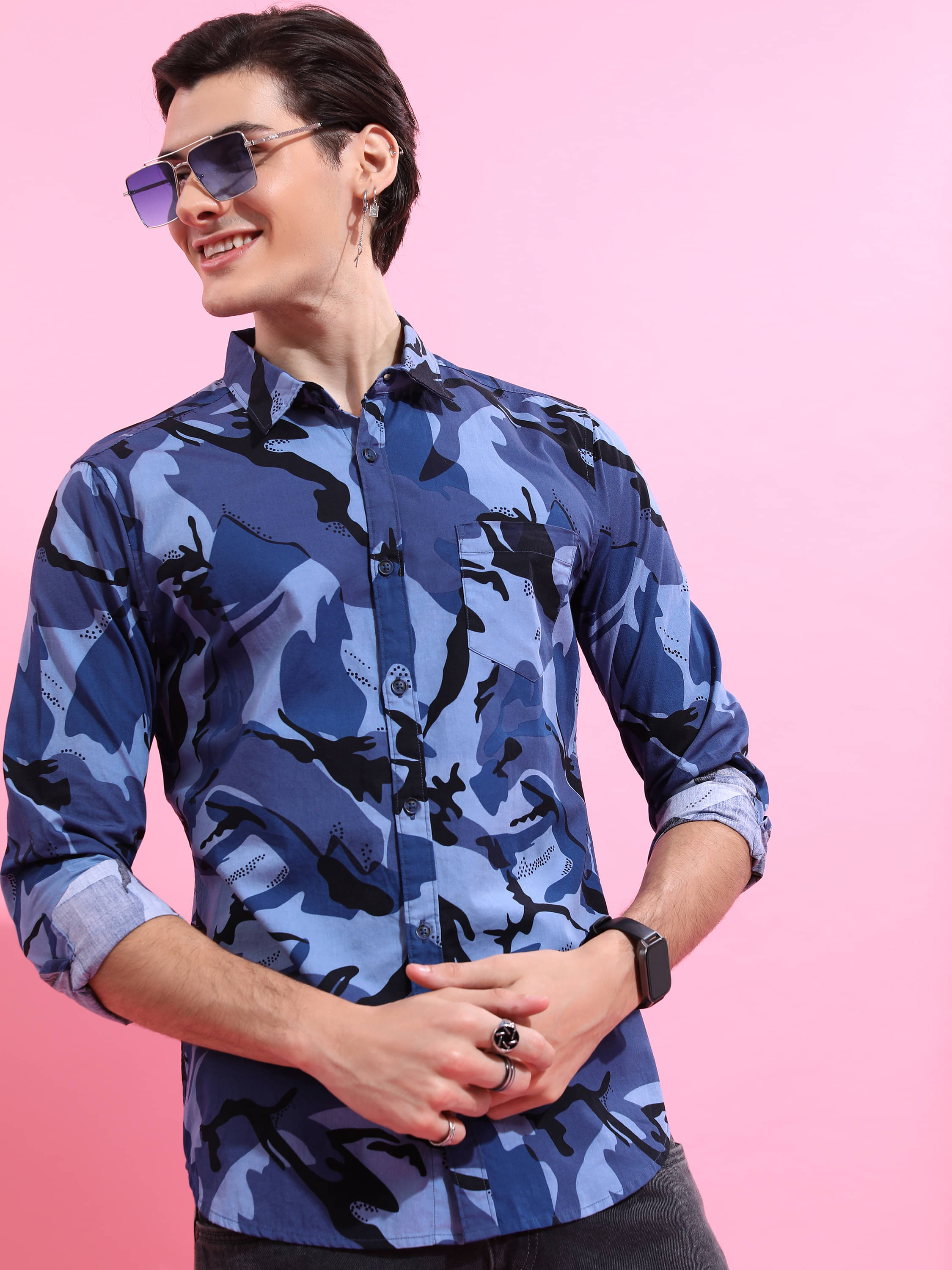 Highlander 100% Cotton Slim Fit Printed Full Sleeves Men's Casual Shirt - Blue ( Pack of 1 ) Highlander 100% Cotton Slim Fit Printed Full Sleeves Men's Casual Shirt - Blue ( Pack of 1 )