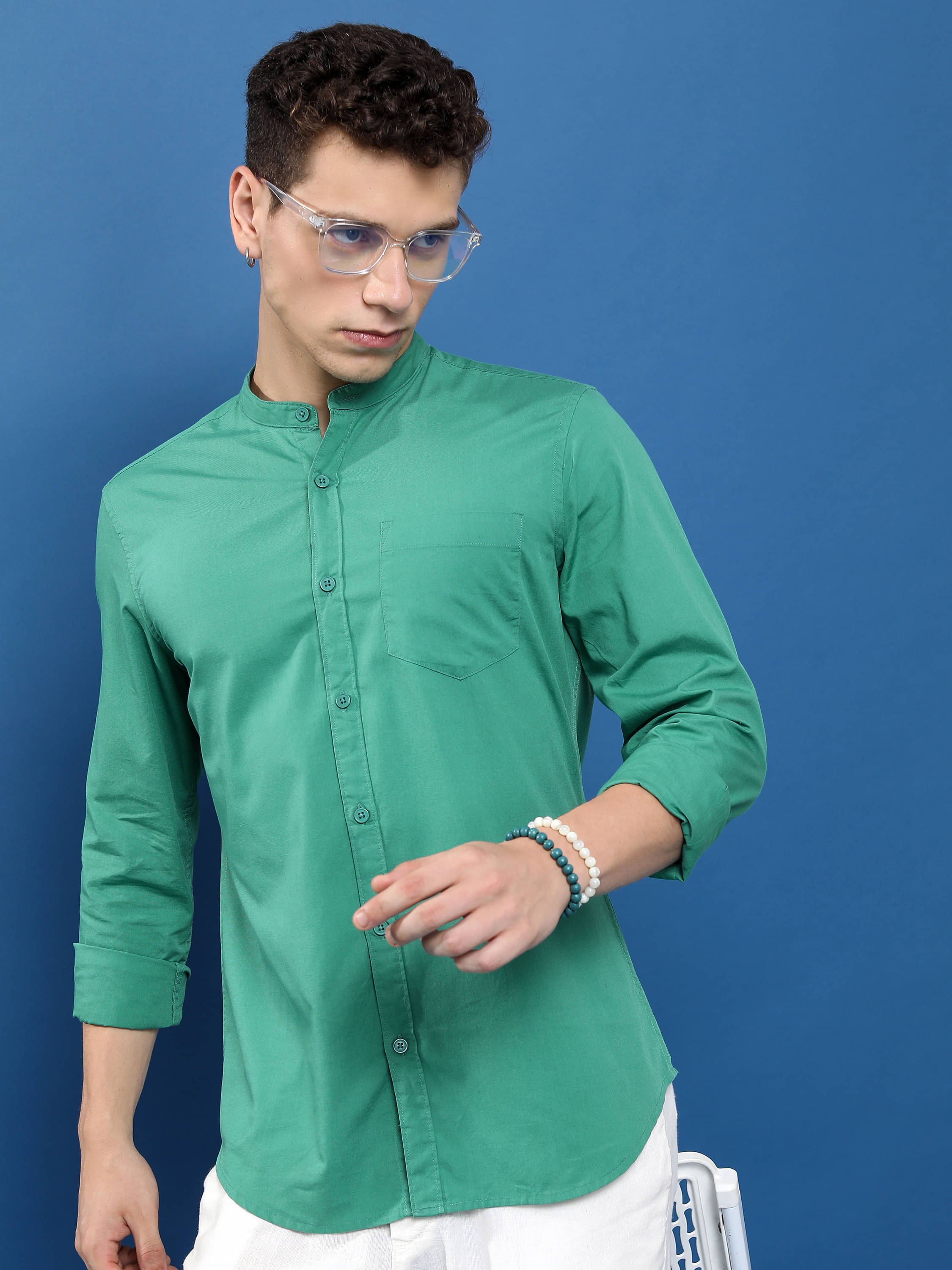     			Highlander 100% Cotton Slim Fit Solids Full Sleeves Men's Casual Shirt - Dark Green ( Pack of 1 )