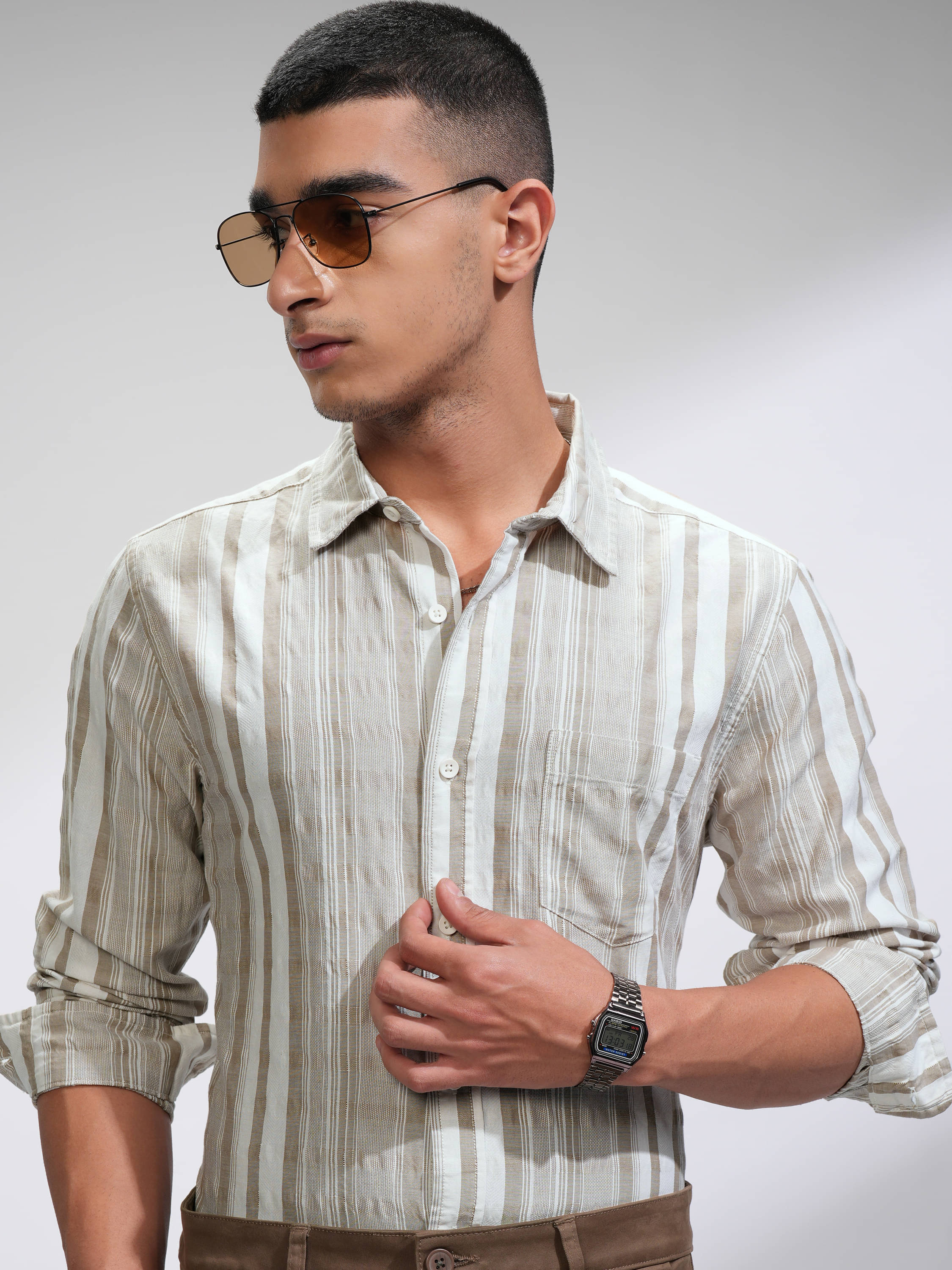 Highlander 100% Cotton Slim Fit Striped Full Sleeves Men's Casual Shirt - Multicolor ( Pack of 1 )     			Highlander 100% Cotton Slim Fit Striped Full Sleeves Men's Casual Shirt - Multicolor ( Pack of 1 )