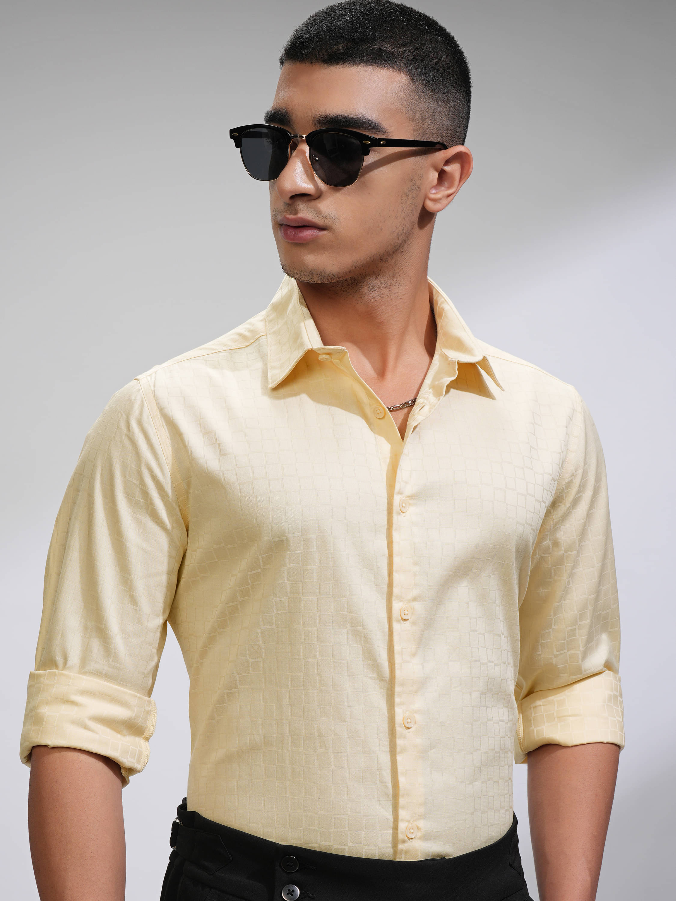 Highlander 100% Cotton Slim Fit Self Design Full Sleeves Men's Casual Shirt - Cream ( Pack of 1 ) Highlander 100% Cotton Slim Fit Self Design Full Sleeves Men's Casual Shirt - Cream ( Pack of 1 )