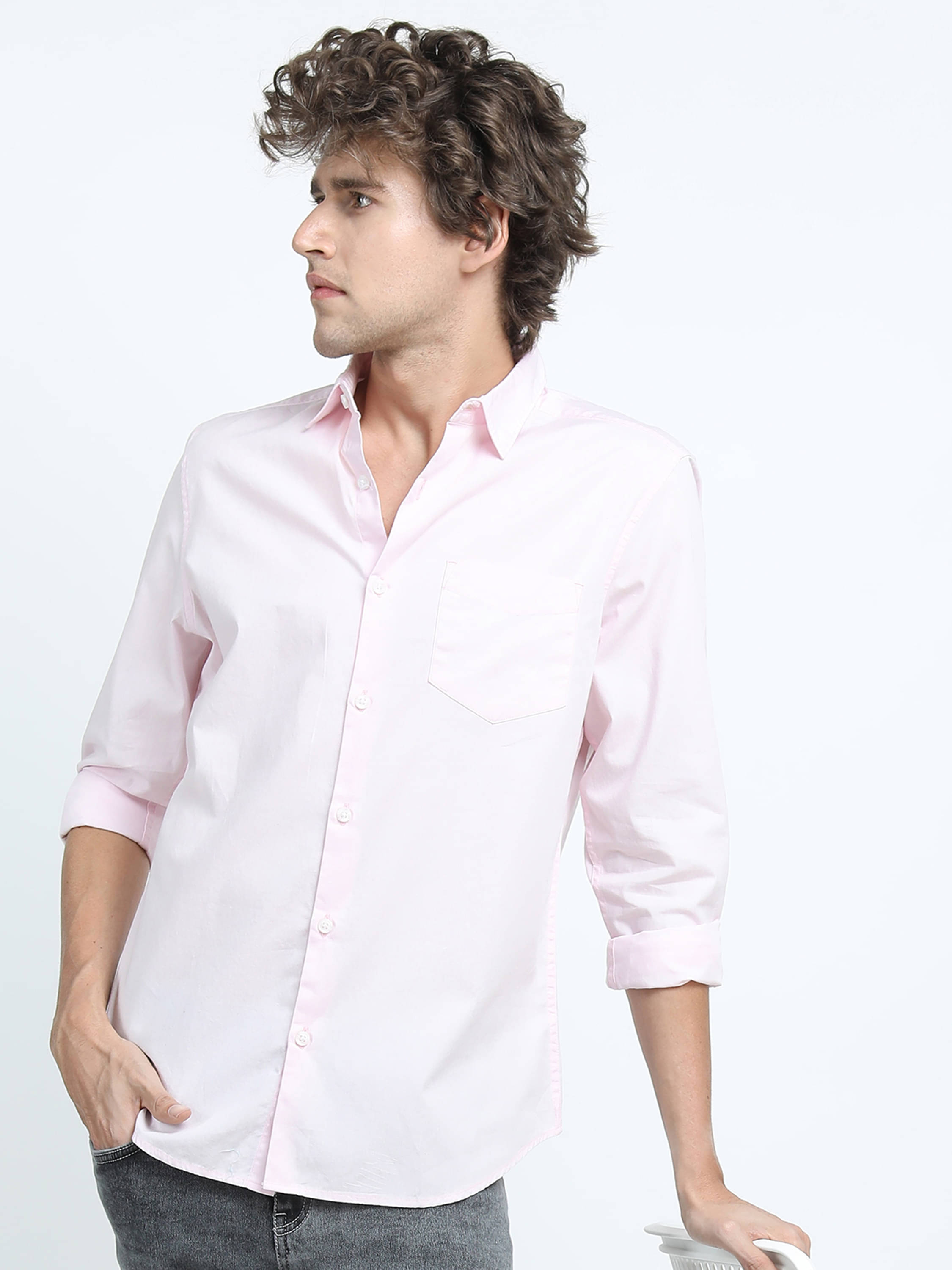     			Highlander 100% Cotton Slim Fit Solids Full Sleeves Men's Casual Shirt - Pink ( Pack of 1 )