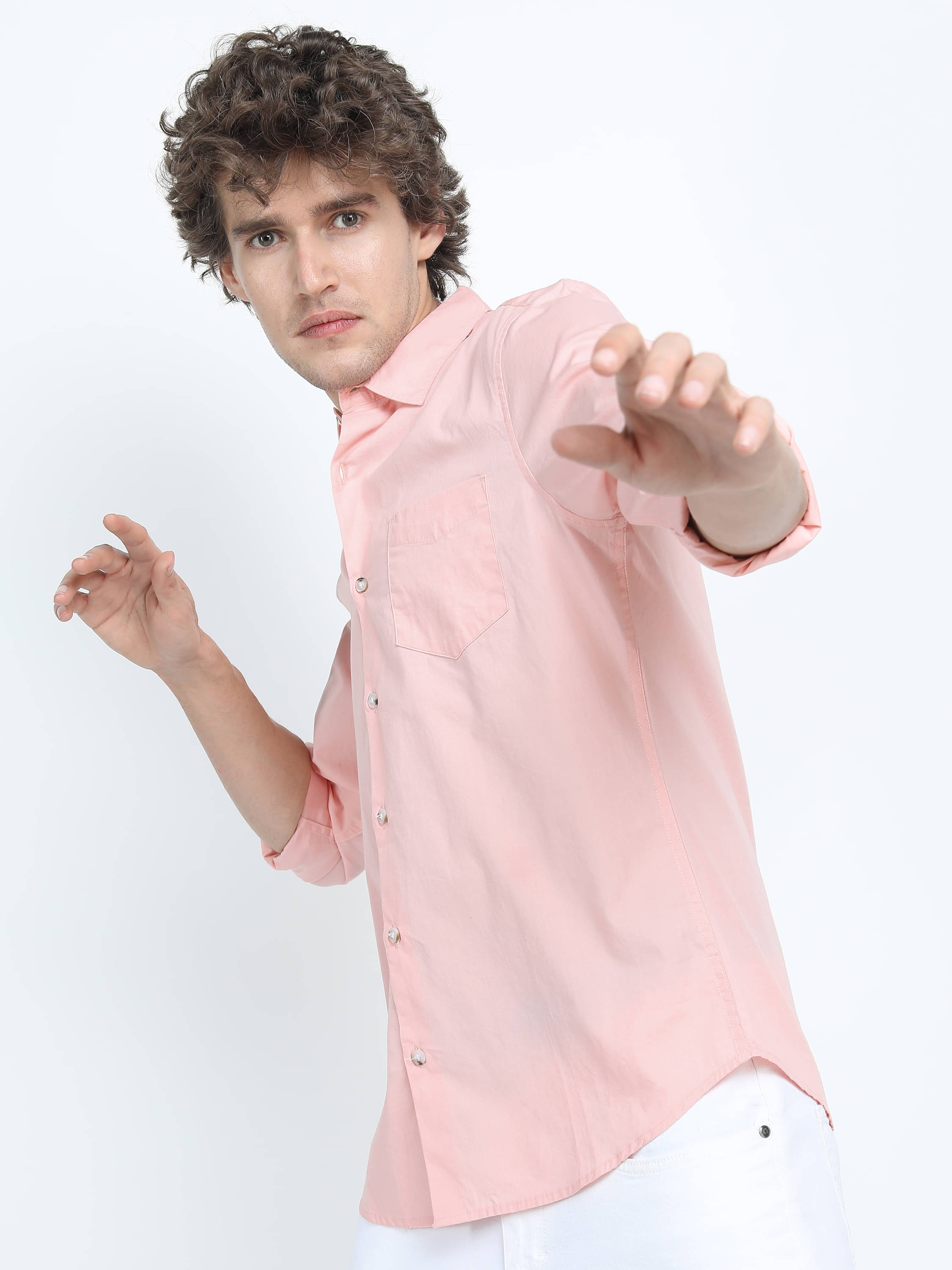 Highlander 100% Cotton Slim Fit Solids Full Sleeves Men's Casual Shirt - Pink ( Pack of 1 )     			Highlander 100% Cotton Slim Fit Solids Full Sleeves Men's Casual Shirt - Pink ( Pack of 1 )