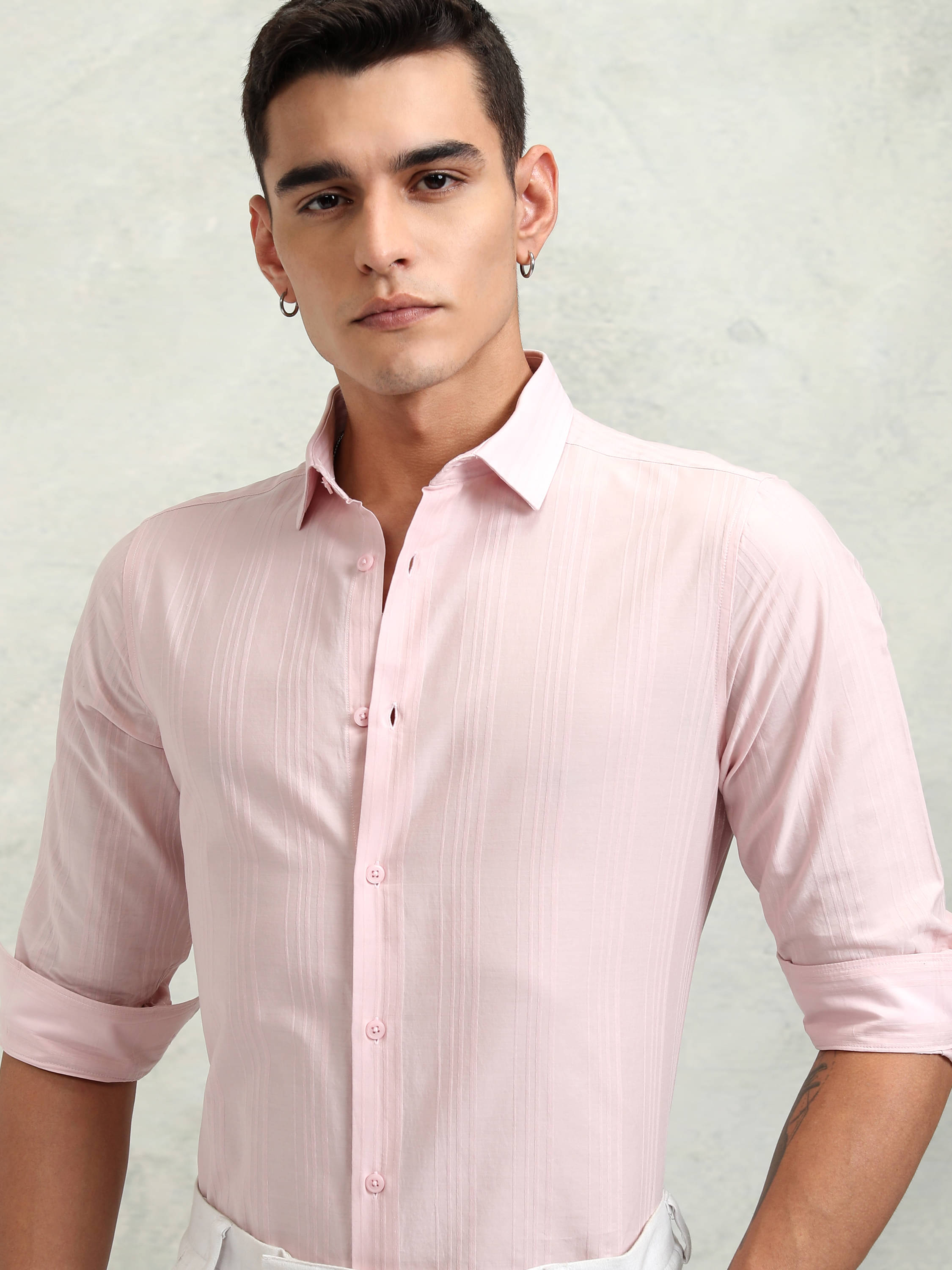 Highlander 100% Cotton Slim Fit Striped Full Sleeves Men's Casual Shirt - Pink ( Pack of 1 ) Highlander 100% Cotton Slim Fit Striped Full Sleeves Men's Casual Shirt - Pink ( Pack of 1 )