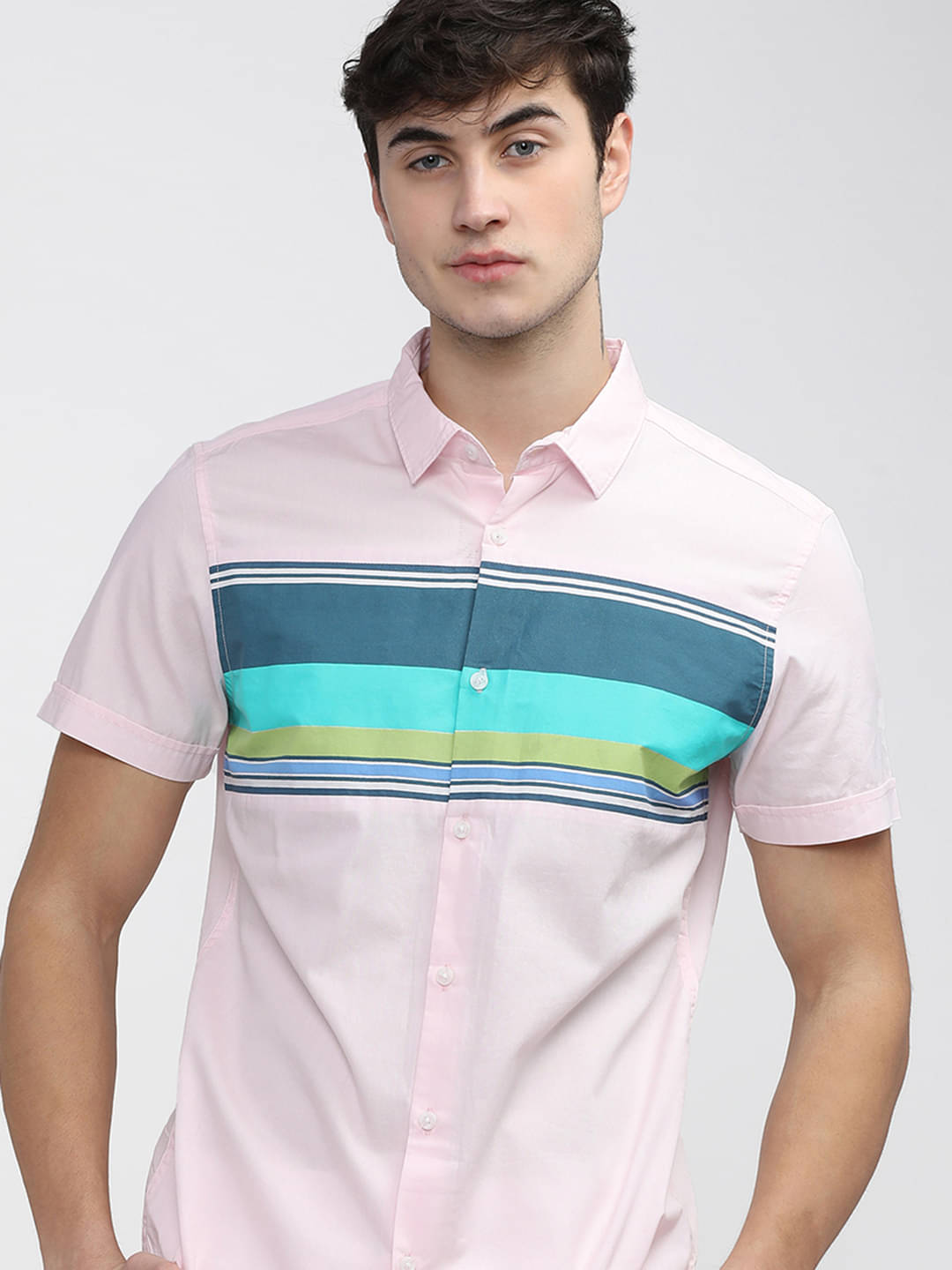     			Highlander 100% Cotton Slim Fit Printed Half Sleeves Men's Casual Shirt - Pink ( Pack of 1 )