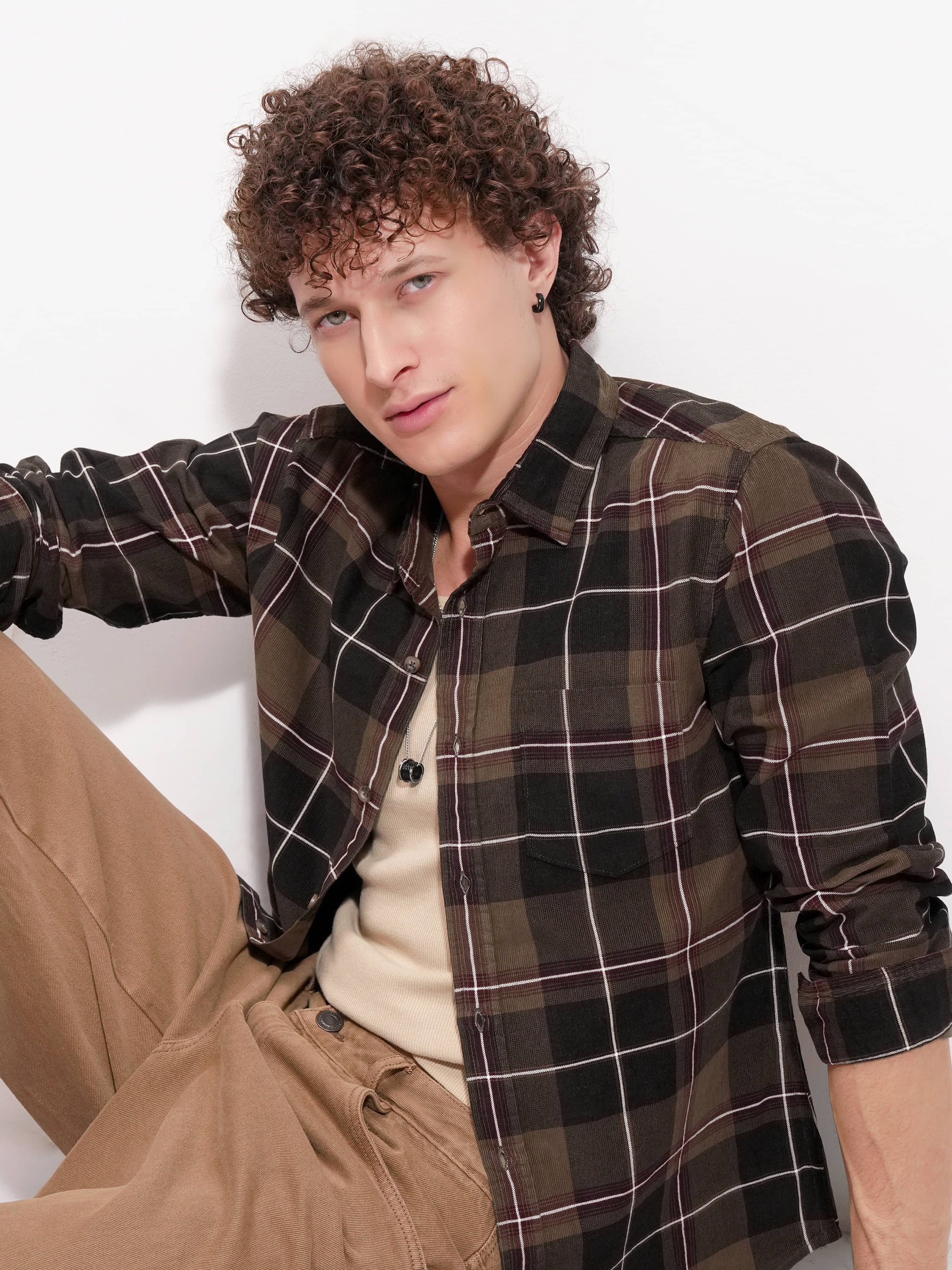 Highlander 100% Cotton Slim Fit Checks Full Sleeves Men's Casual Shirt - Multicolor ( Pack of 1 )
