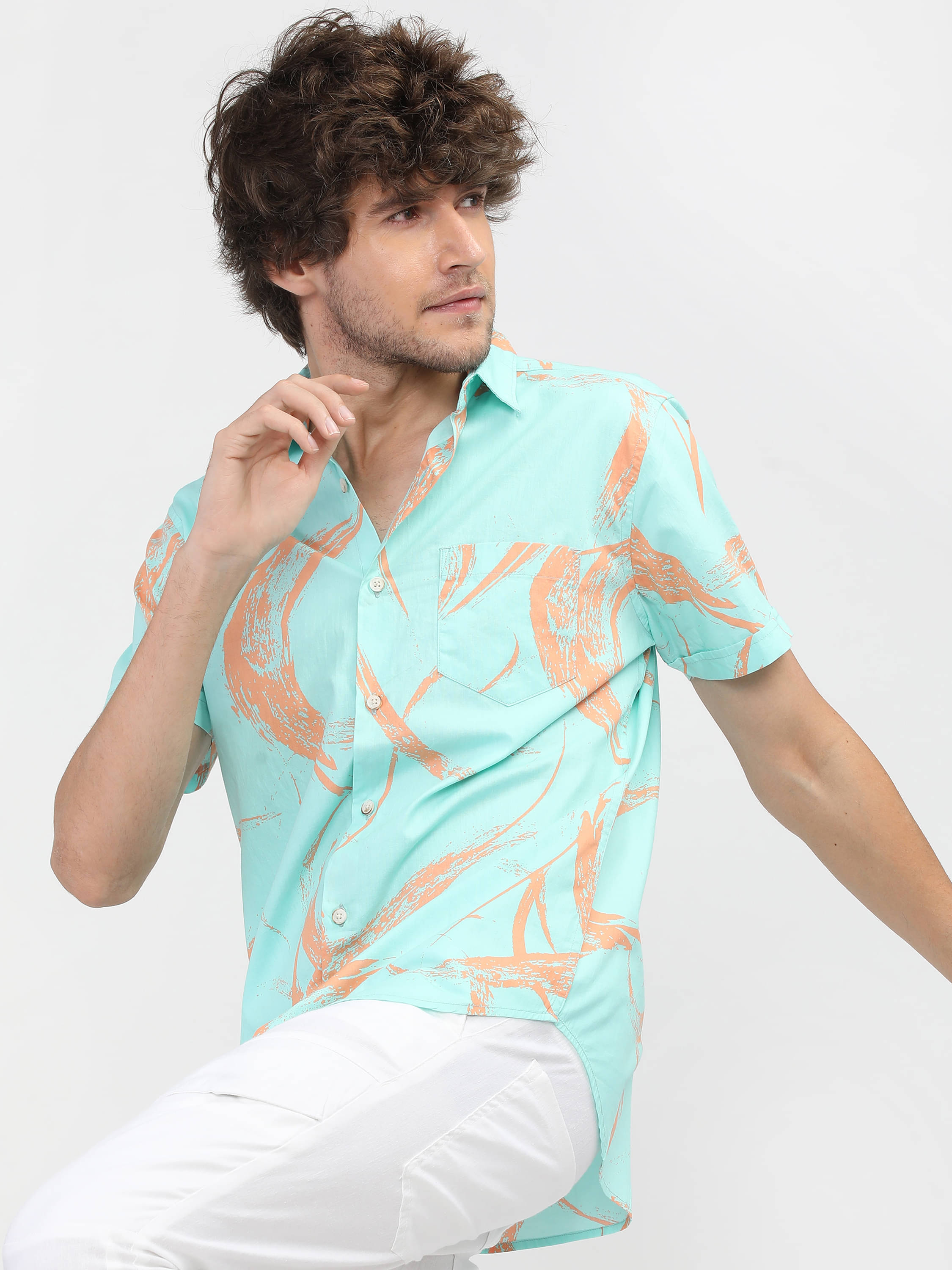     			Highlander 100% Cotton Slim Fit Printed Half Sleeves Men's Casual Shirt - Multicolor ( Pack of 1 )