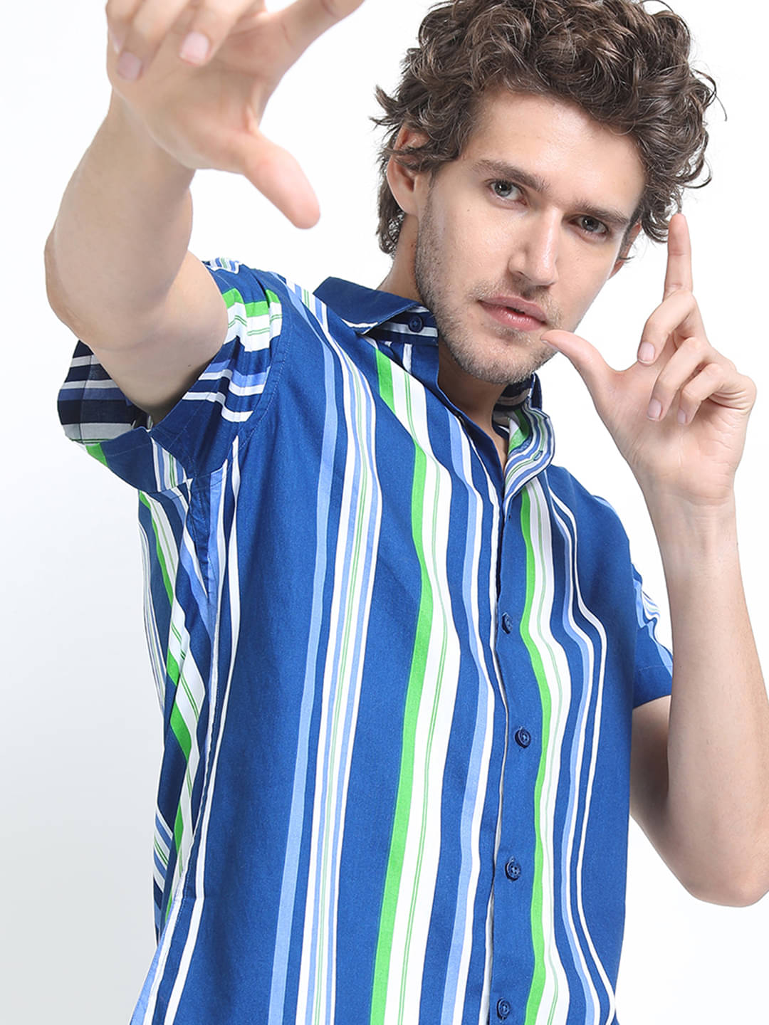 Highlander 100% Cotton Slim Fit Striped Half Sleeves Men's Casual Shirt - Blue ( Pack of 1 ) Highlander 100% Cotton Slim Fit Striped Half Sleeves Men's Casual Shirt - Blue ( Pack of 1 )