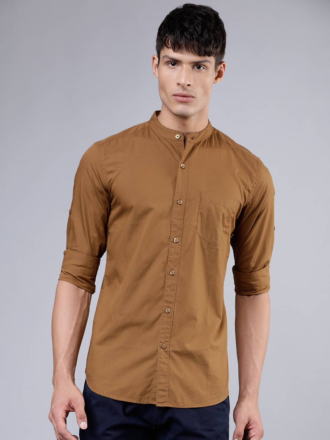 Highlander 100% Cotton Slim Fit Solids Full Sleeves Men's Casual Shirt - Khaki ( Pack of 1 ) Highlander 100% Cotton Slim Fit Solids Full Sleeves Men's Casual Shirt - Khaki ( Pack of 1 )