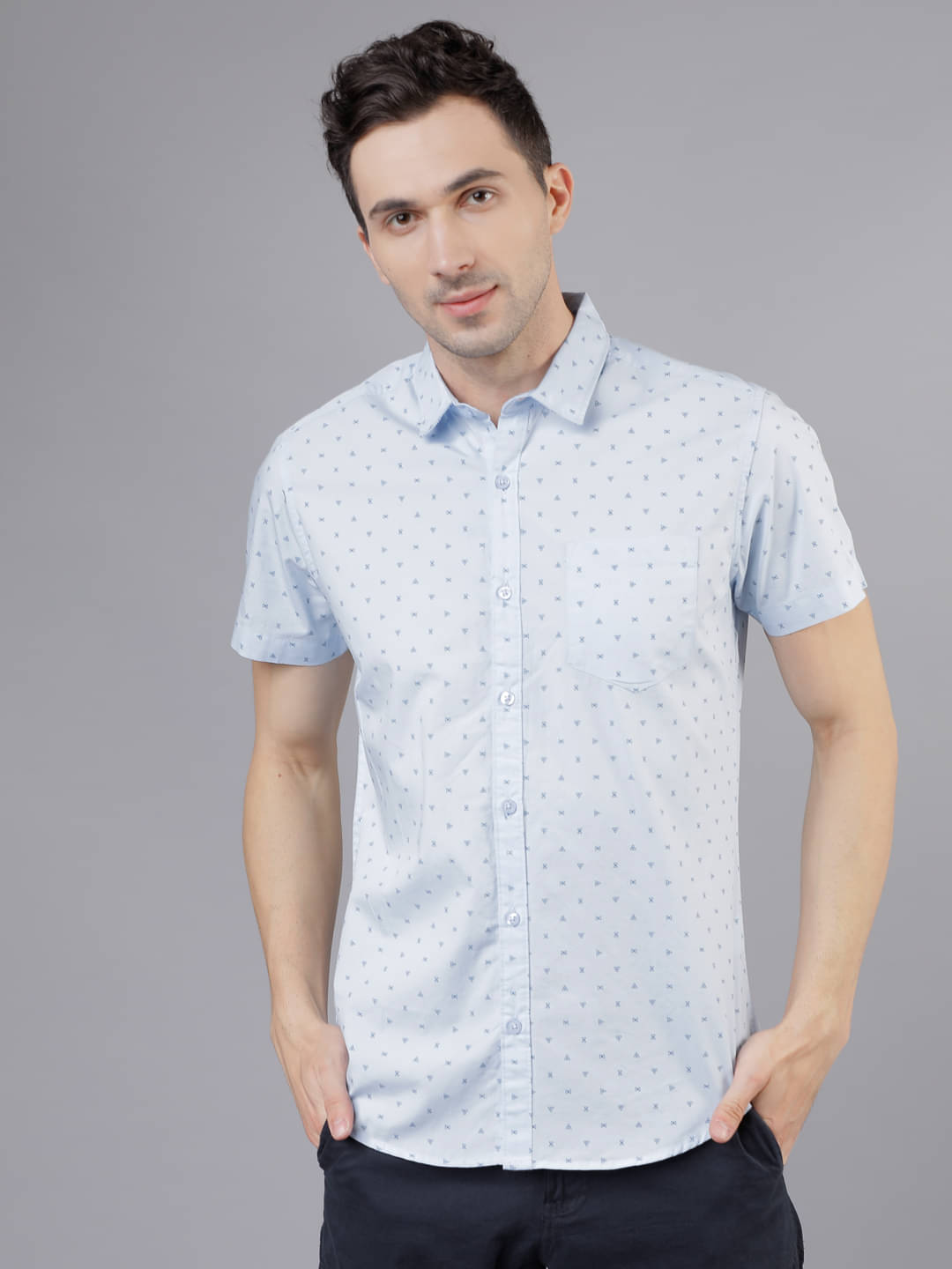 Highlander 100% Cotton Slim Fit Printed Half Sleeves Men's Casual Shirt - Blue ( Pack of 1 ) Highlander 100% Cotton Slim Fit Printed Half Sleeves Men's Casual Shirt - Blue ( Pack of 1 )