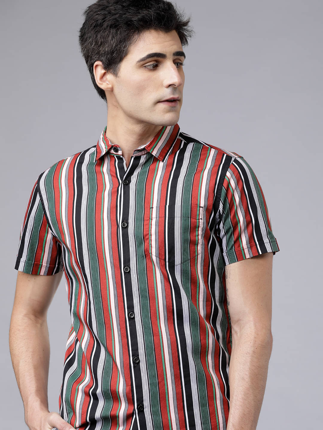 Highlander 100% Cotton Slim Fit Striped Half Sleeves Men's Casual Shirt - Multicolor ( Pack of 1 ) Highlander 100% Cotton Slim Fit Striped Half Sleeves Men's Casual Shirt - Multicolor ( Pack of 1 )
