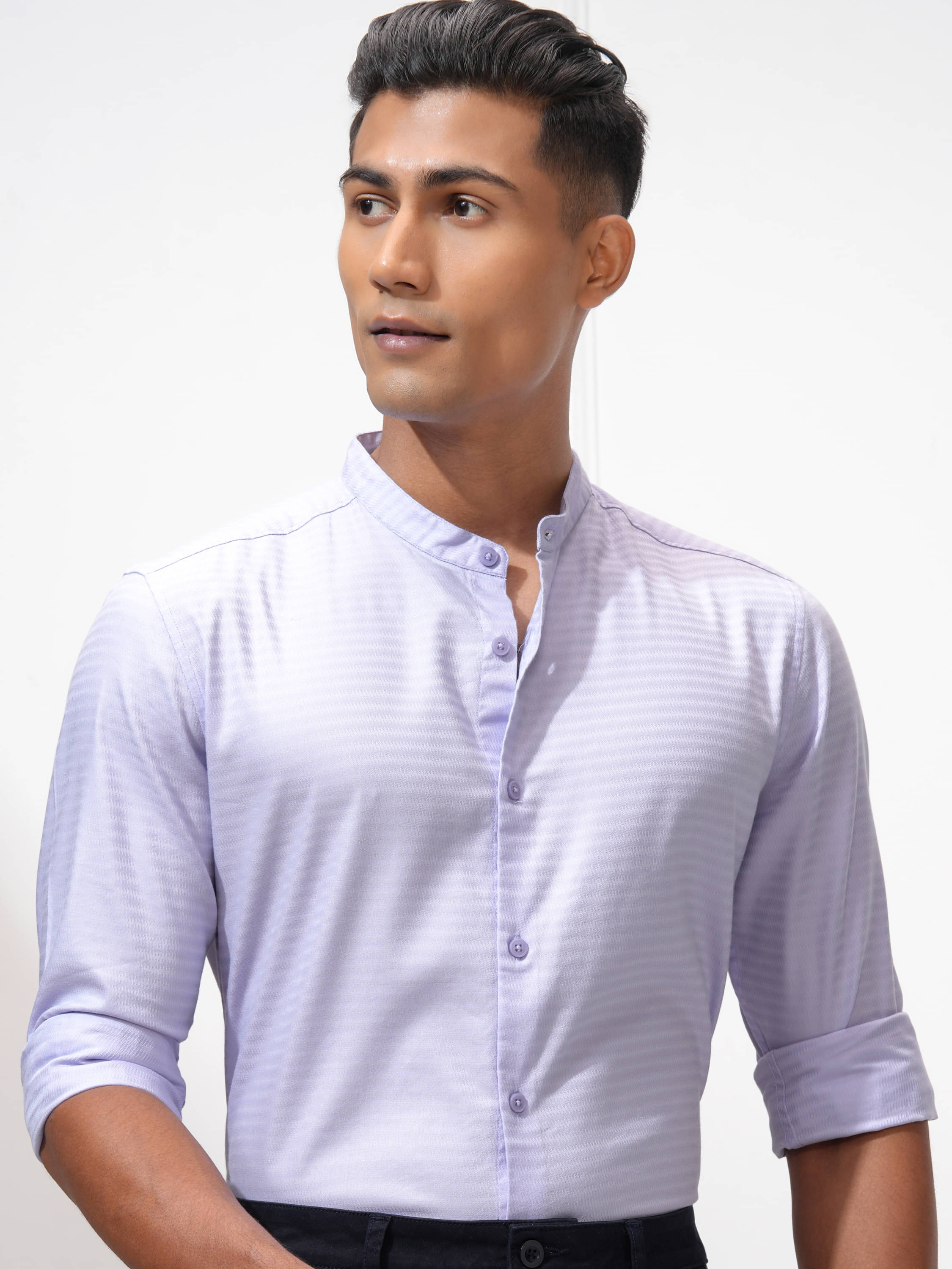 Highlander Cotton Blend Regular Fit Self Design Full Sleeves Men's Casual Shirt - Lavender ( Pack of 1 )     			Highlander Cotton Blend Regular Fit Self Design Full Sleeves Men's Casual Shirt - Lavender ( Pack of 1 )