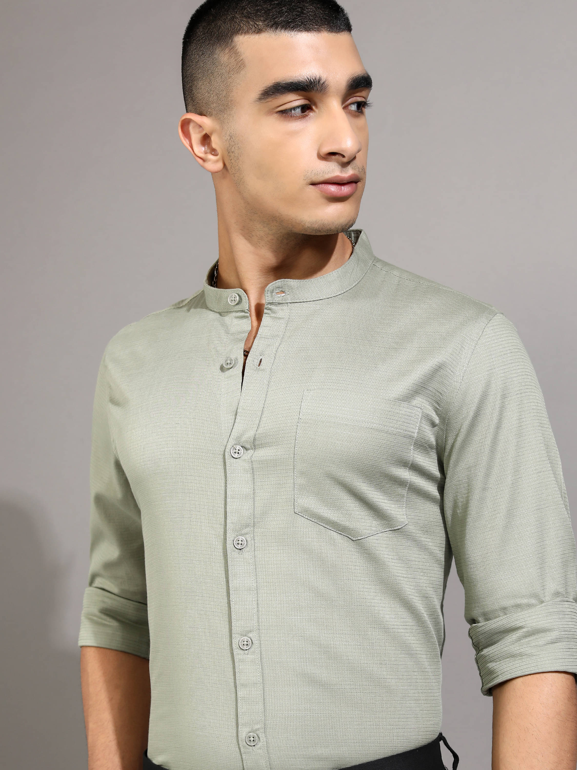     			Highlander Cotton Blend Regular Fit Self Design Full Sleeves Men's Casual Shirt - Green ( Pack of 1 )
